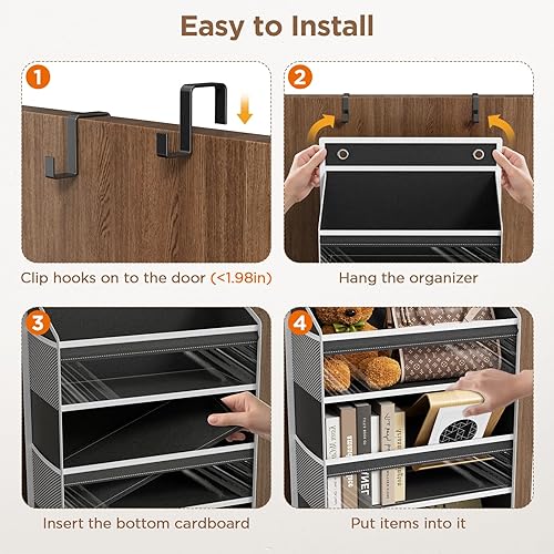 Miniatura 6 de Organizador para colgar sobre la puerta, 6 estantes para colgar en la puerta con 6 bolsillos de gran capacidad, estantes colgantes para