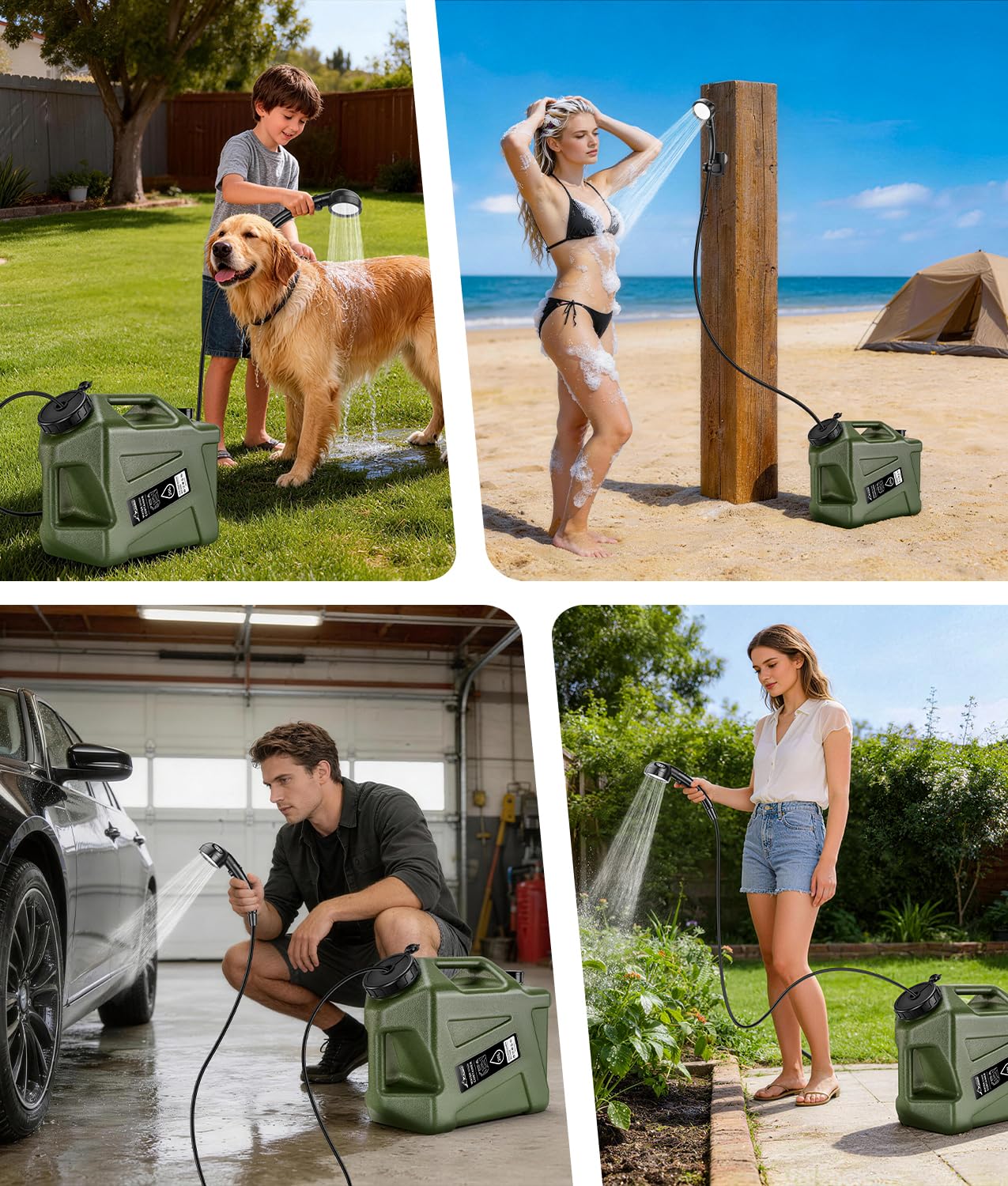WADEO Doccia Portatile da Campeggio Aggiornata, [Pompa con Maniglia] [Serbatoio Acqua Stabile da 20L], Kit Doccia da Esterno Ricaricabile per Escursionismo, Festival, Cane, Camper