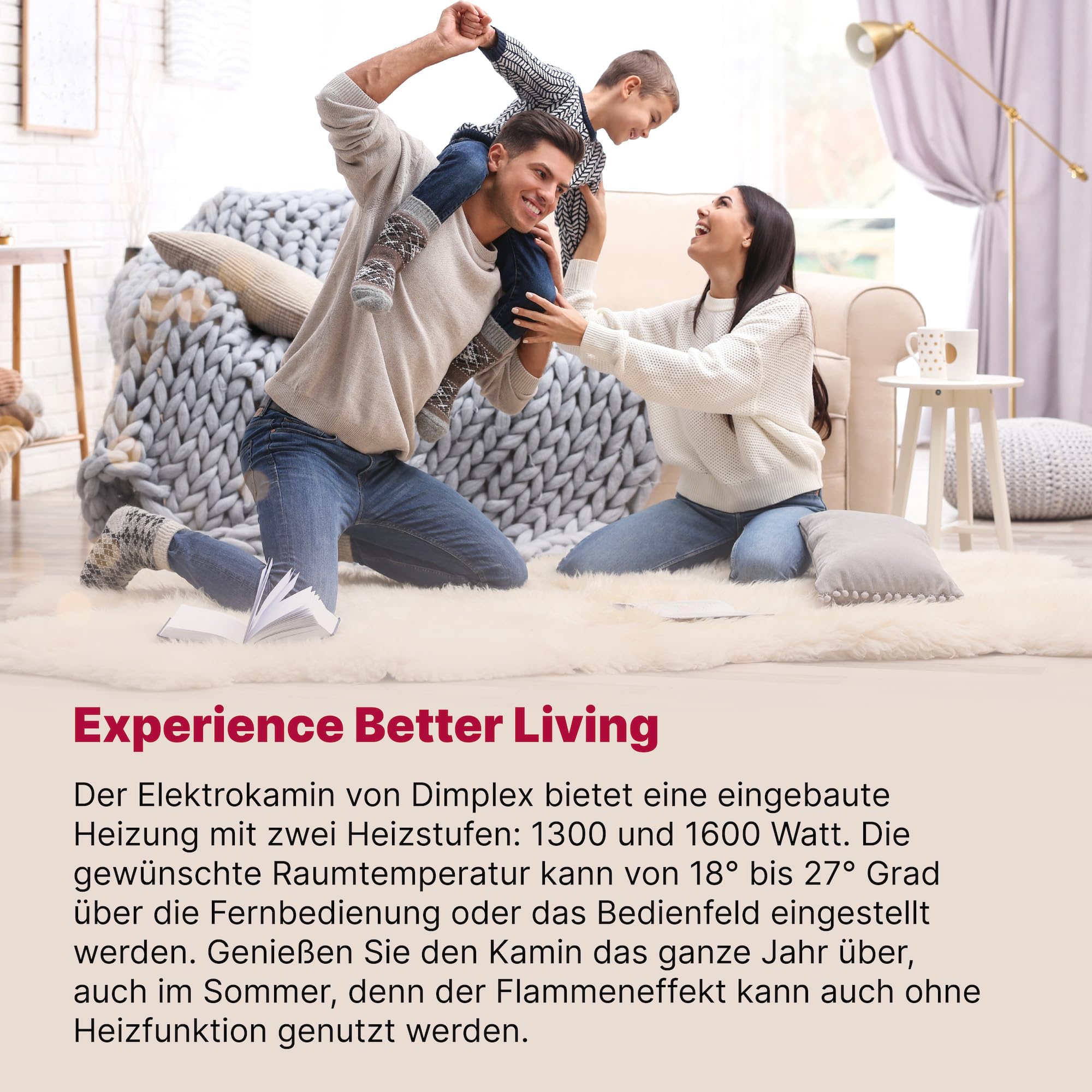 Dimplex Kominek elektryczny Sierra 48" / 122 cm – kominek elektryczny z ogrzewaniem i ogniem – realistyczny efekt płomienia LED – do montażu, zawieszenia lub wolnostojący – obsługa za pomocą aplikacji