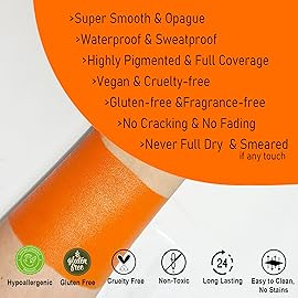 CCbeauty Orange Face Paint Stick, Face Painting Kit, Full Coverage SFX Makeup Foundation, Professional Hypoallergenic Body Paint for Halloween Costume Party, Creepy Pumkin, Tiger, Ompa Lompa Makeup