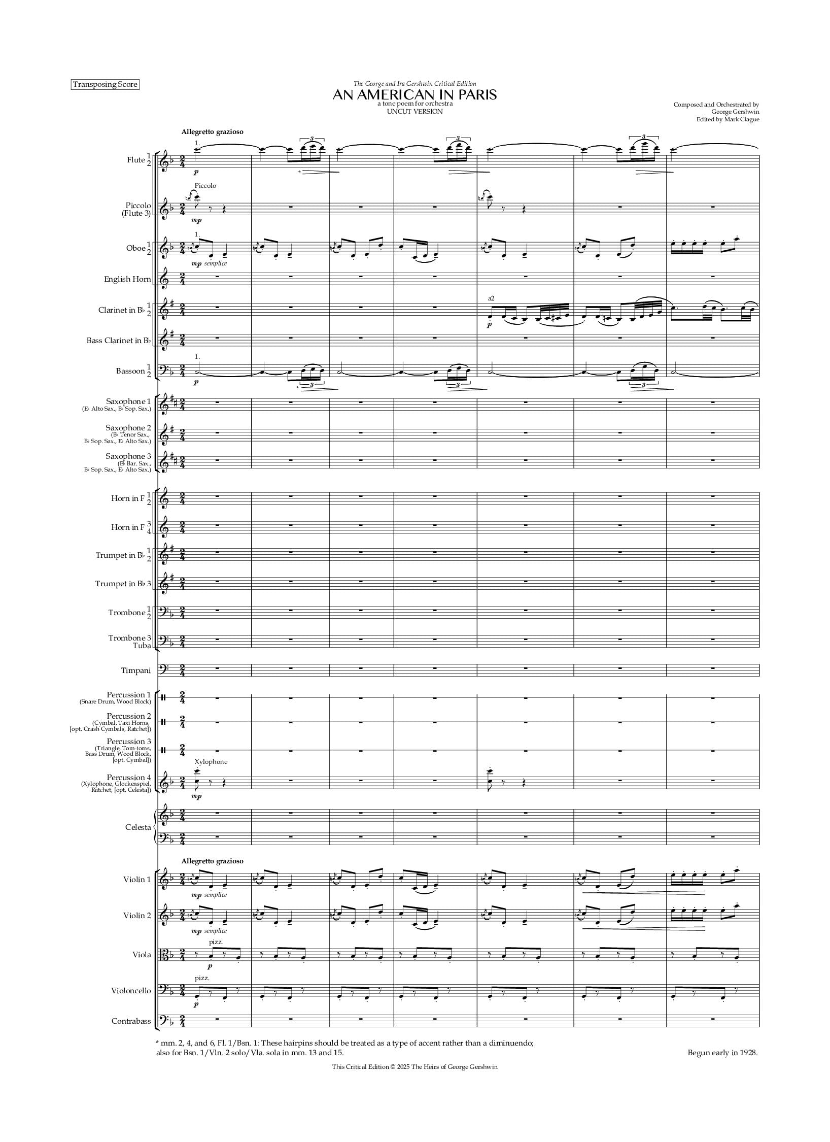 An American in Paris: Tone poem for orchestra. orchestra. Partition et notes critiques.: Vol. I/1B