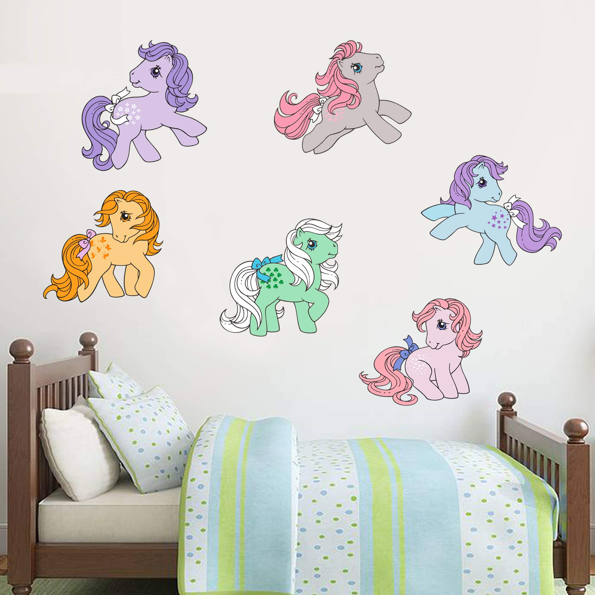 Beautiful Game My Little Pony Wall Sticker - Retro Pony Wall Decal Set Art Vinyl Mural Kids Gift (180cm width x 60cm height)