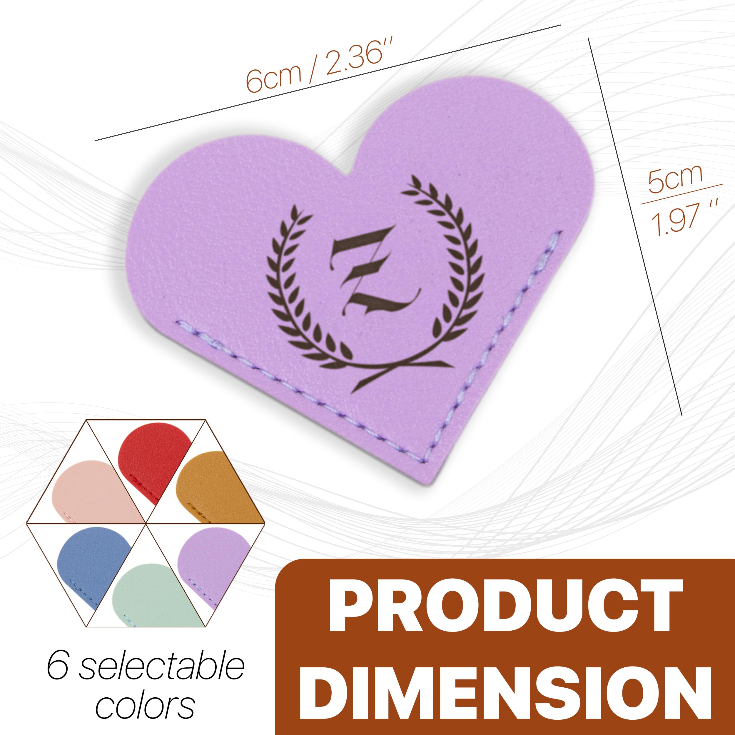 Set of 6 Personalized Leather Heart Bookmarks for Women and Girls, Custom Corner Page Accessories, Cute Handmade Reading Gifts, Aesthetic Leather Bookmarks for Book Lovers, Valentine’s Day (W)