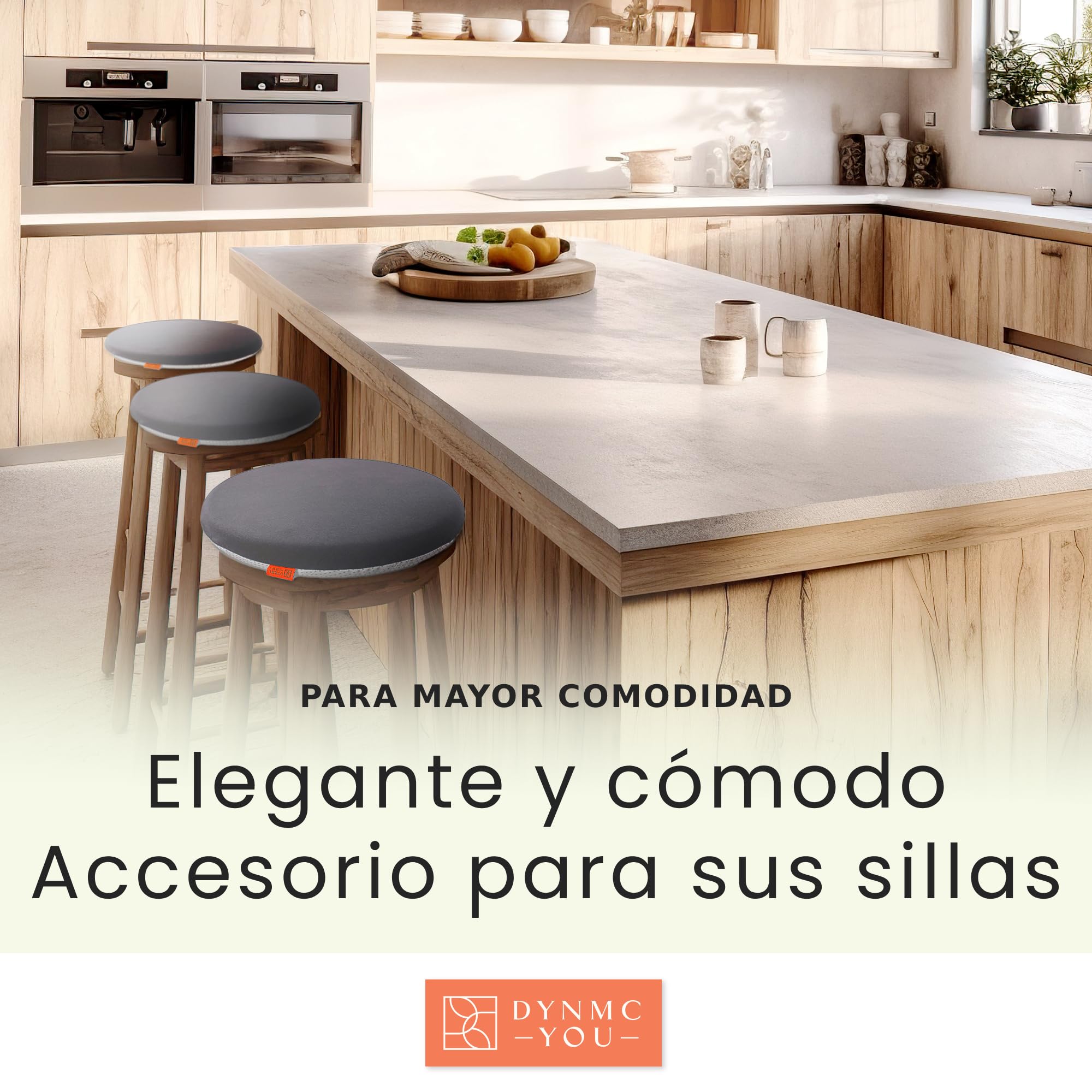 Cojin Outdoor para Silla Jardin & Balcón - Cojín Grueso Memory Foam 40x40 cm - Cómodo Antideslizante Estable - Pack de 2 o 4 Unidades Elegible - Comedor Cocina Salón Interior Casa Terraza - OEKO-TEX