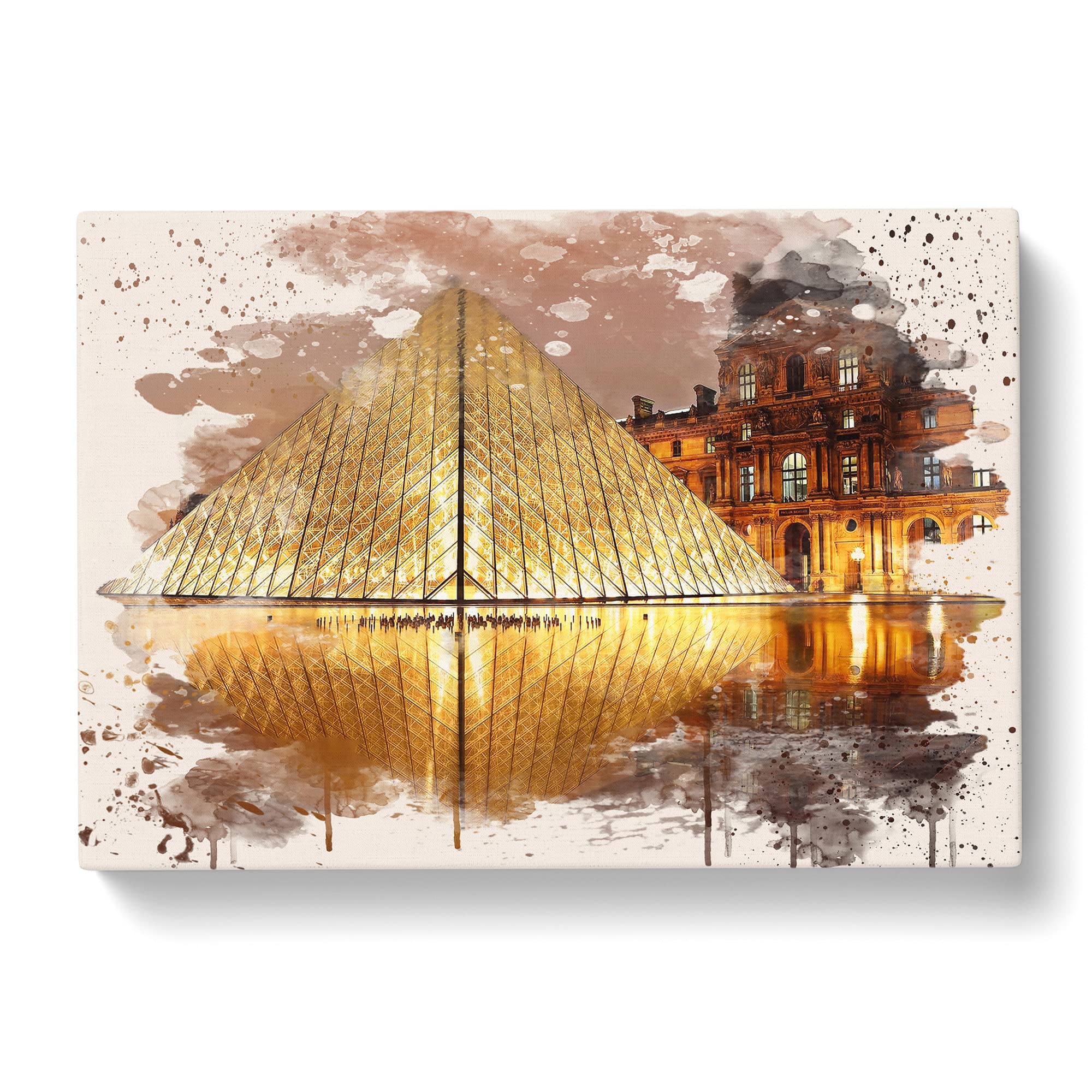 The Louvre Pyramid Paris France 3 Modern FC Canvas Print, Mixed, 25L x 50W cm - Image 2
