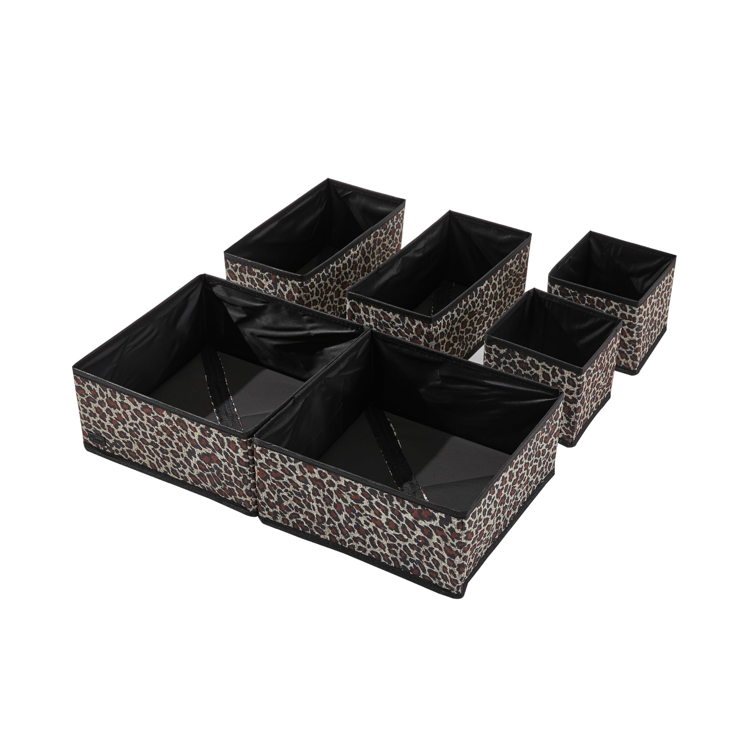 Periea UK Drawer Organiser Divider Foldable Bedroom Dresser Drawer Storage Boxes – 6 Pack (Gold Leopard, Premium)