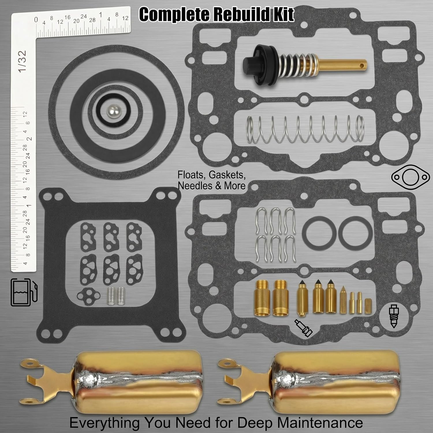 Carburetor Rebuild Kit With Gasket Cover Bowl Compatible with Edelbrock 1404 1405 1406 1407 1408 1409 1410 1411