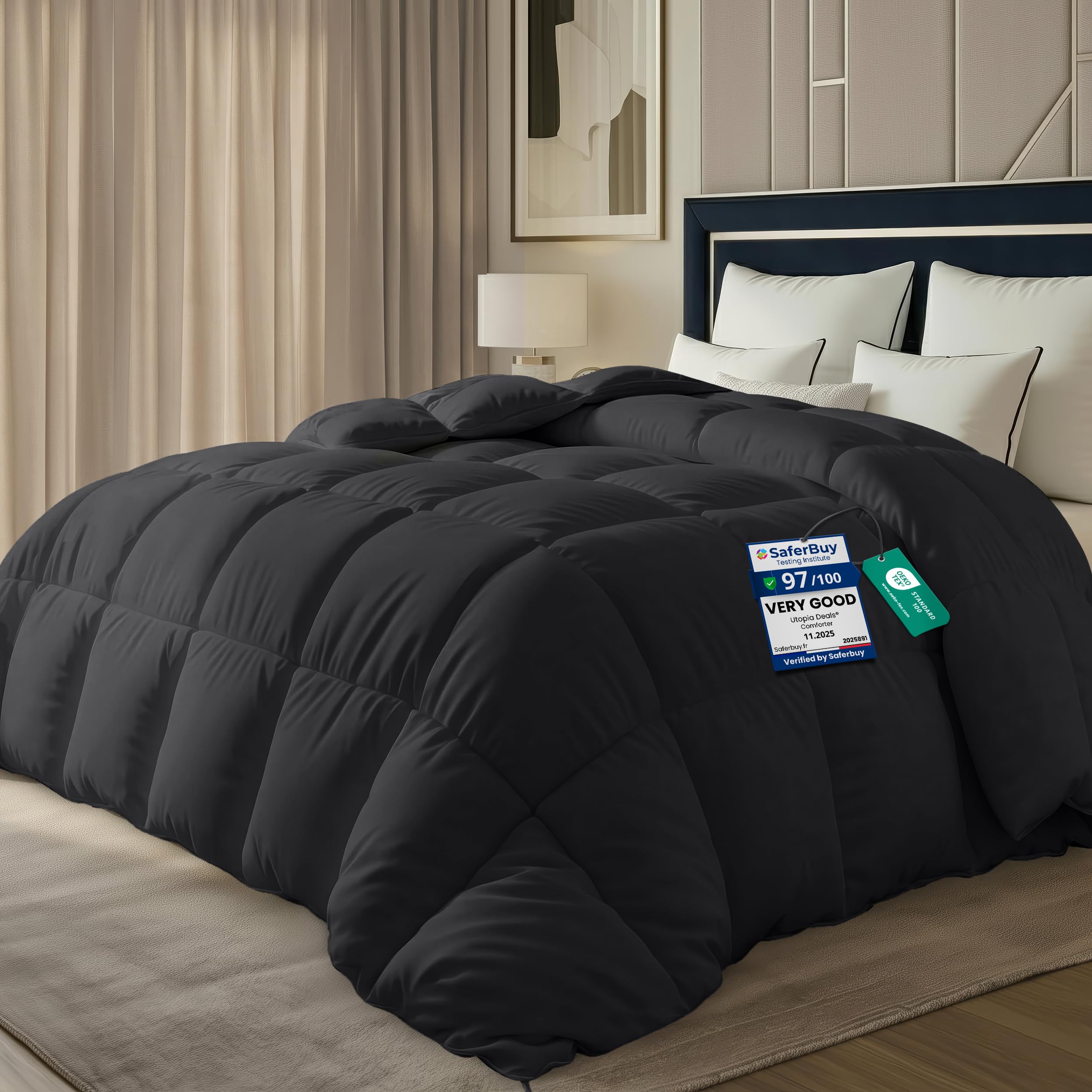 Utopia Bedding Duvet Double,10.5 Tog coverless Duvet with Corner Tabs, Box Stitched Quilt (Double, White) — view 25