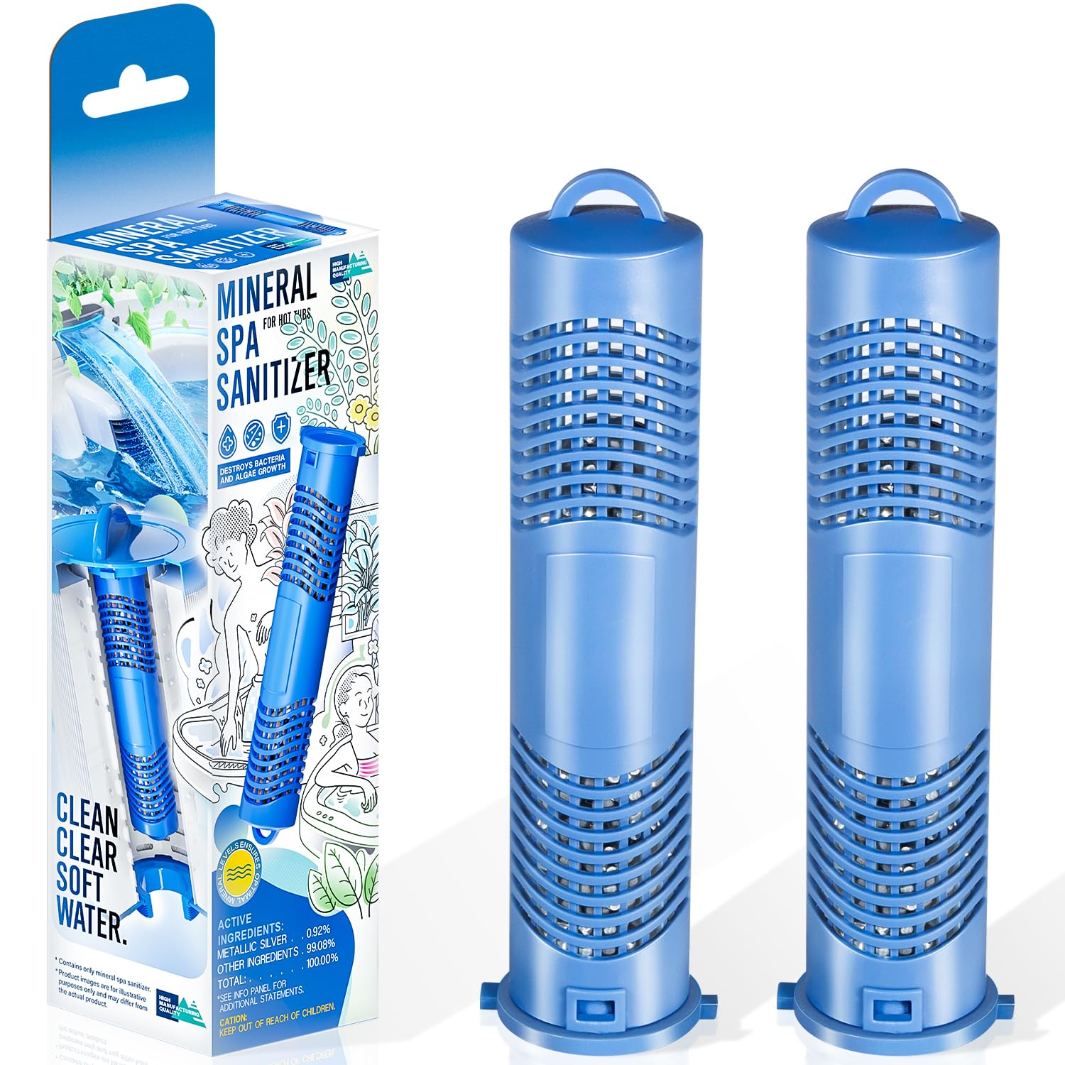 Photo 1 of Replacement for Jacuzzi Mineral Cartridge Spa Stick 2890-185 Hot Tub Filter for All Jacuzzi J500 J400 J300 J-LX Series Hot Tub Filtration System All Spa Flow Rates Up to 500 Gallons Blue, 2-Pack
