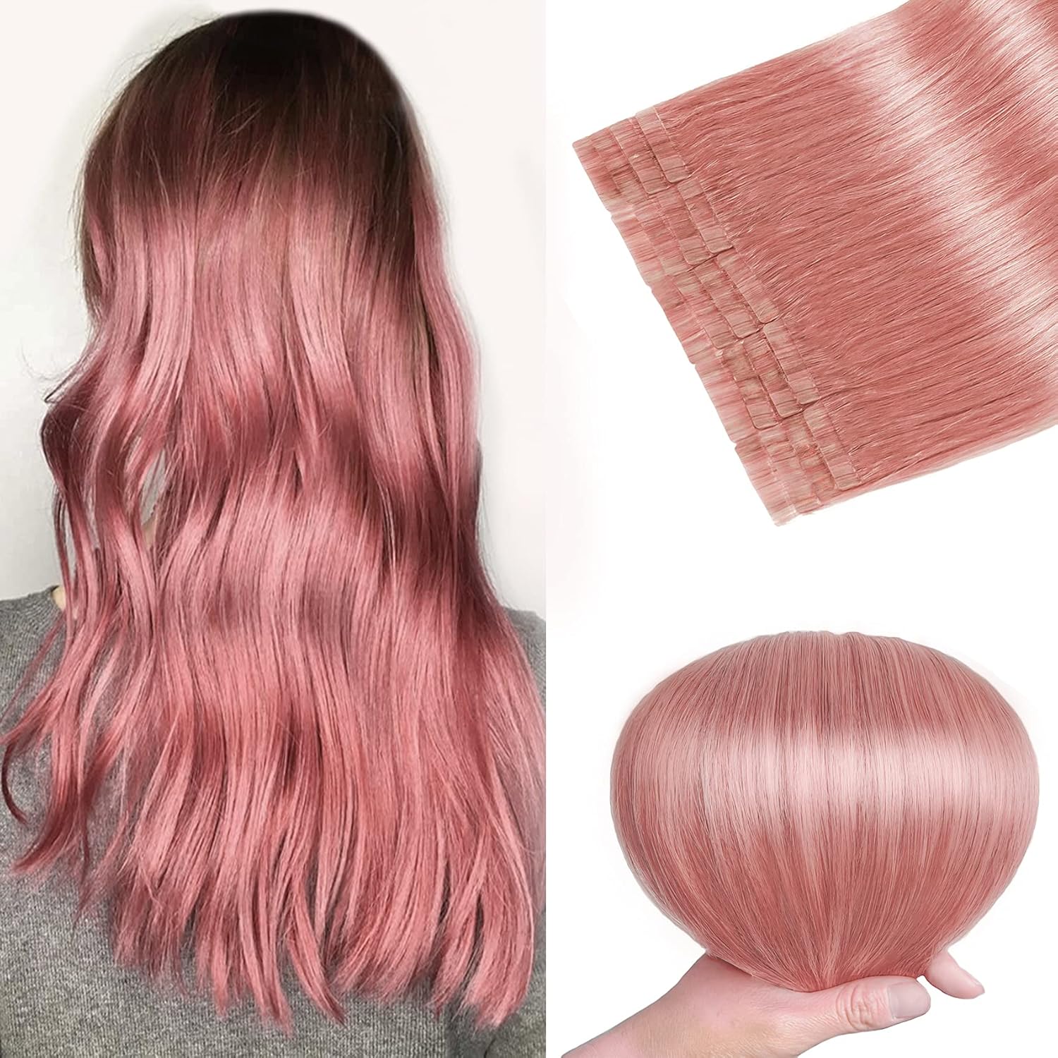 pink human hair extensions
