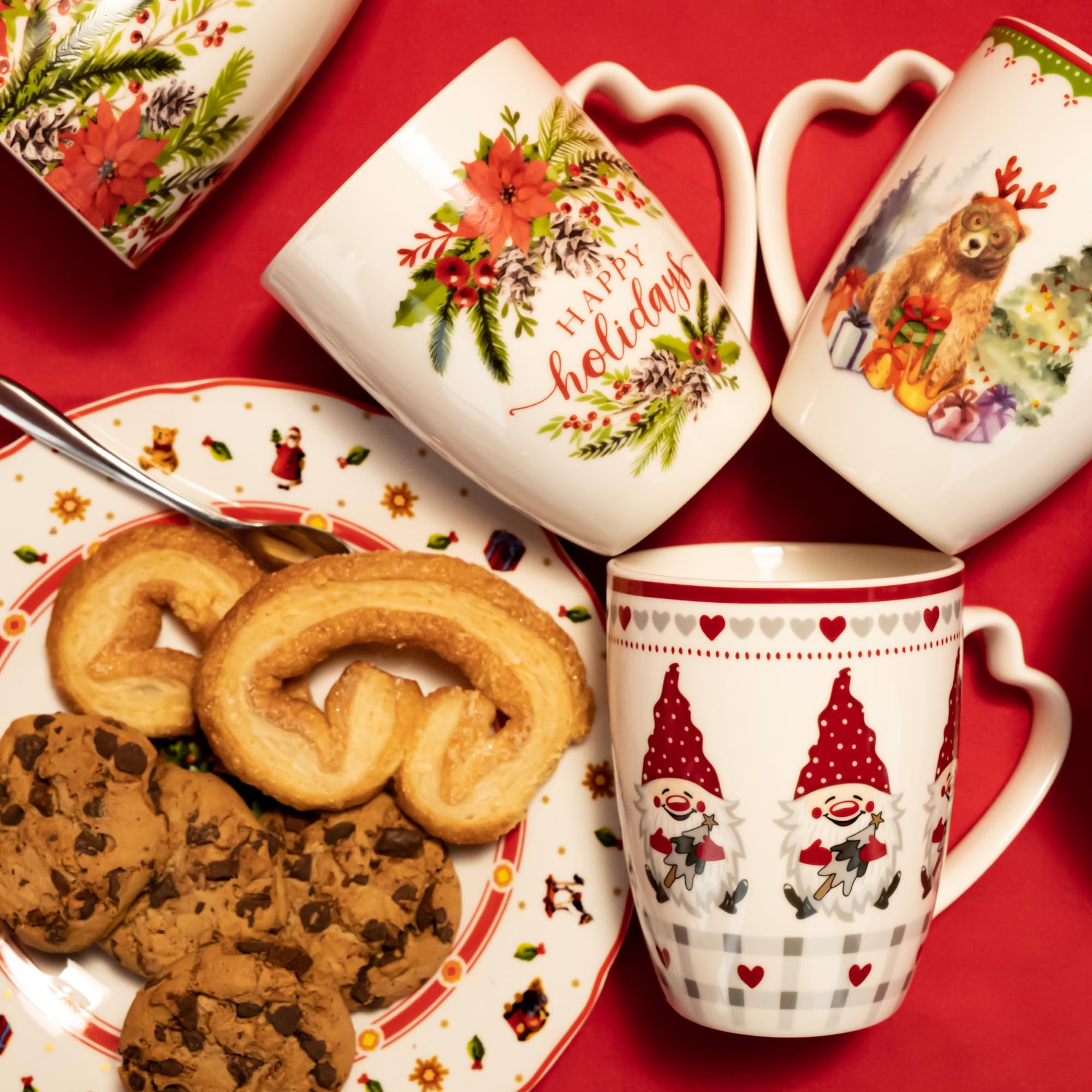 NAMAI-Ensemble de 4 Tasses de Noël-Mug-Convient au Lave-Vaisselle et au Micro-Ondes-8cmx10cm-Porcelaine-Tasses de Petit-Déjeuner Spéciales-Tasse de Noël-Tasse de Petit-Déjeuner Spéciale (3)