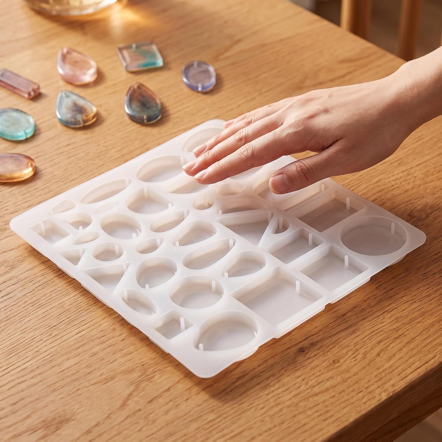 OUNONA 2pcs Resin Molds for Jewelry Making, DIY Silicone Molds with Hole