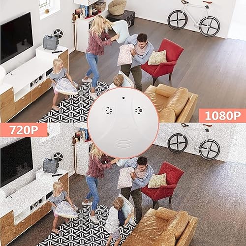 Miniatura 3 de Cámara domo WiFi 1080P con detector de humo, cámara oculta de seguridad interior con detección de movimiento, visión nocturna, trabajo en bucle para