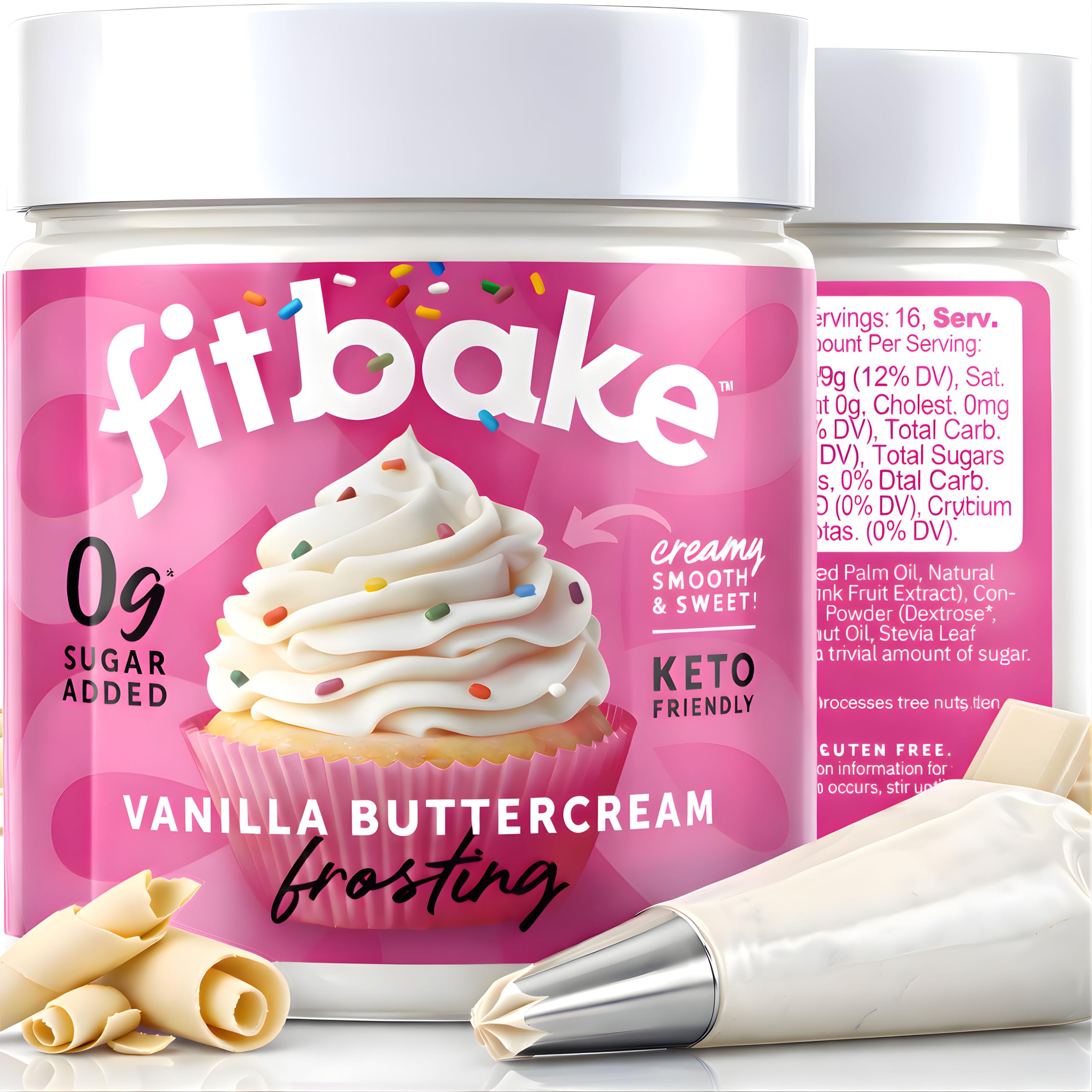 FitBake Vanilla Buttercream Frosting | Keto Frosting for Low Carb Desserts | No Sugar Added Keto Icing For Keto Cakes | 0g Net Carbs | Gluten Free Frosting | Low Carb Food | Keto Friendly 8oz