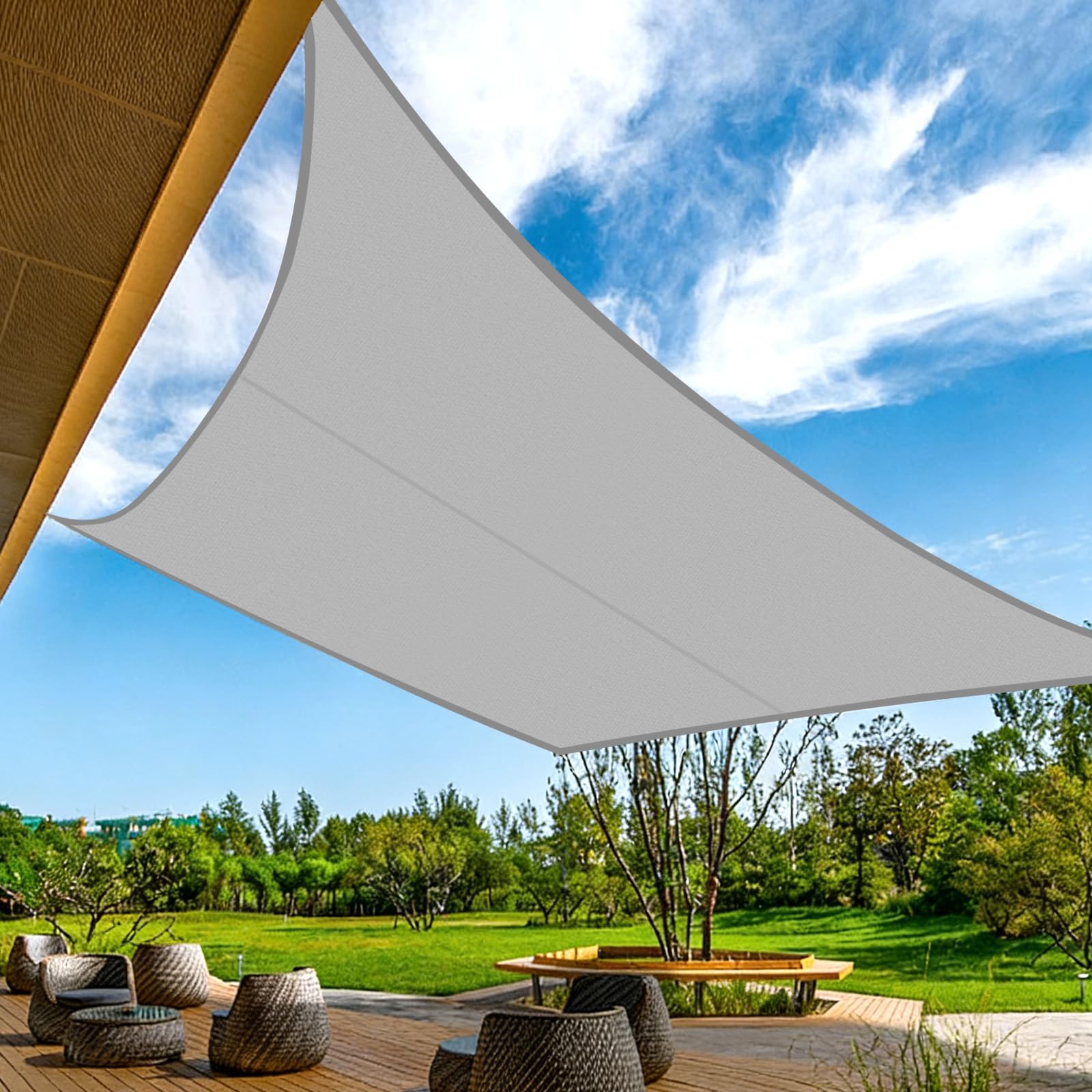 BARAKYEG Sonnensegel Rechteckig 2 x 3 Meter Sonnenschutz Wasserdicht,UV-Schutz,Luftdurchlässig,Garten Balkon & Terrasse Garten Camping Outdoor Wetterbeständig inkl Befestigungsseile,Grau