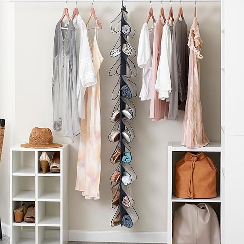 Miniatura 2 de Household Essentials Organizador de zapatos de mezcla de algodón y plástico con 20 bolsillos de almacenamiento, mezclilla