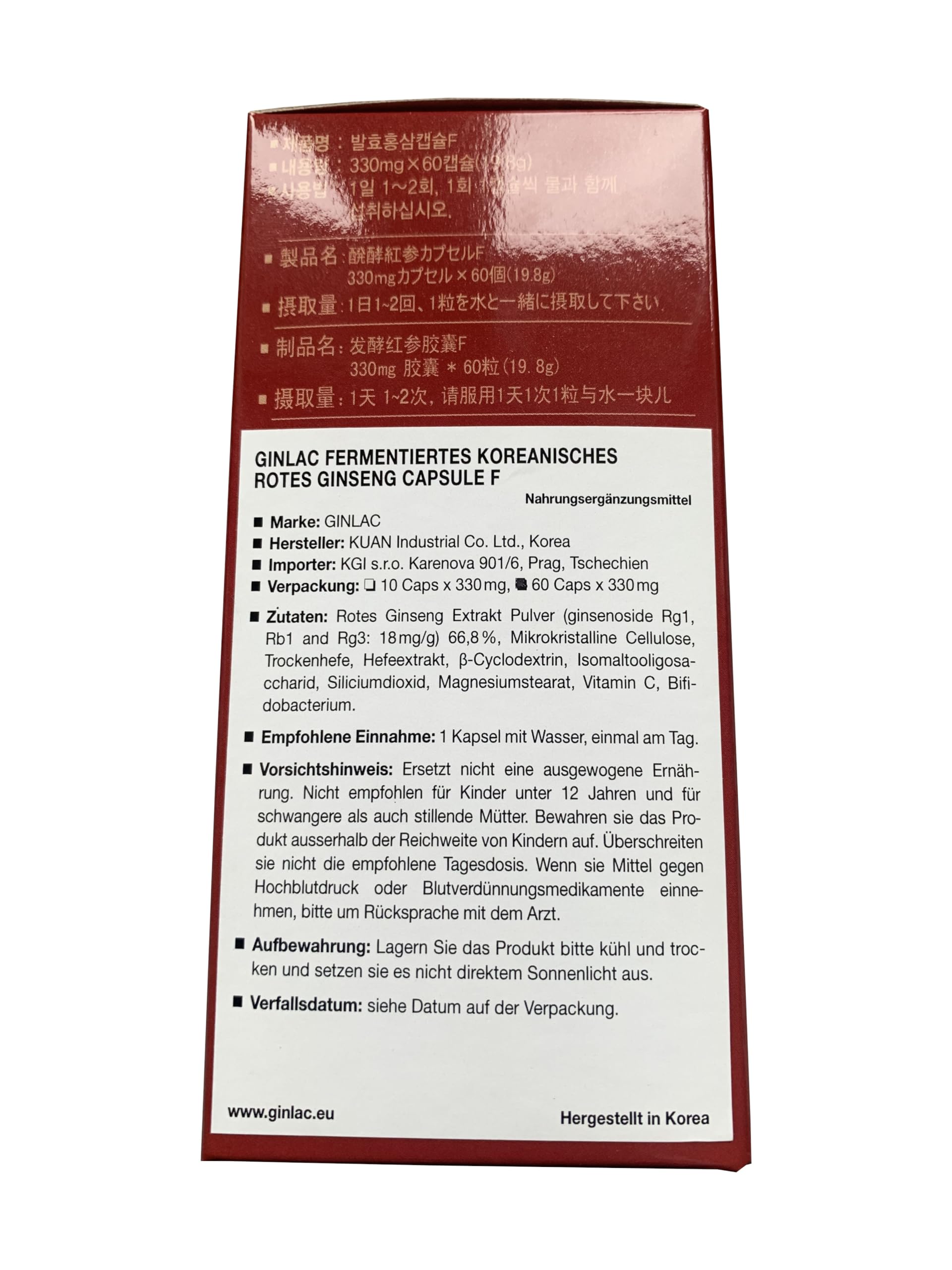 Fermentiertes Koreanisches rotes Ginseng Capsule F 60 Kapseln (2 Monate Behandlung)