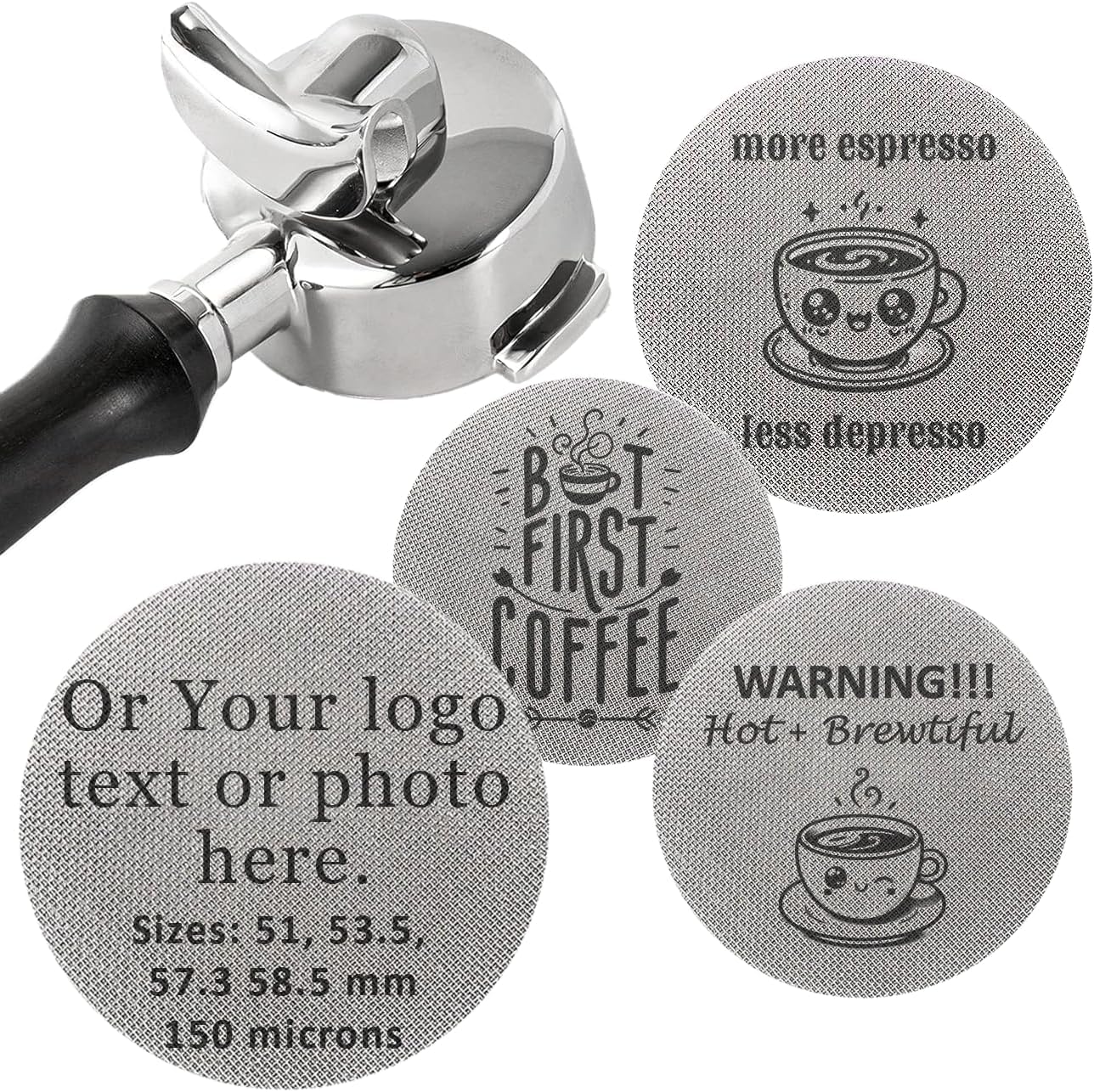 Personalized Puck Screen 58.5mm Espresso Puck Screen Stainless Steel Coffee Filter Mesh 58mm Portafilters Anti-Channeling Barista Tool for Espresso Machines Improves Extraction Accessory (58.5mm)