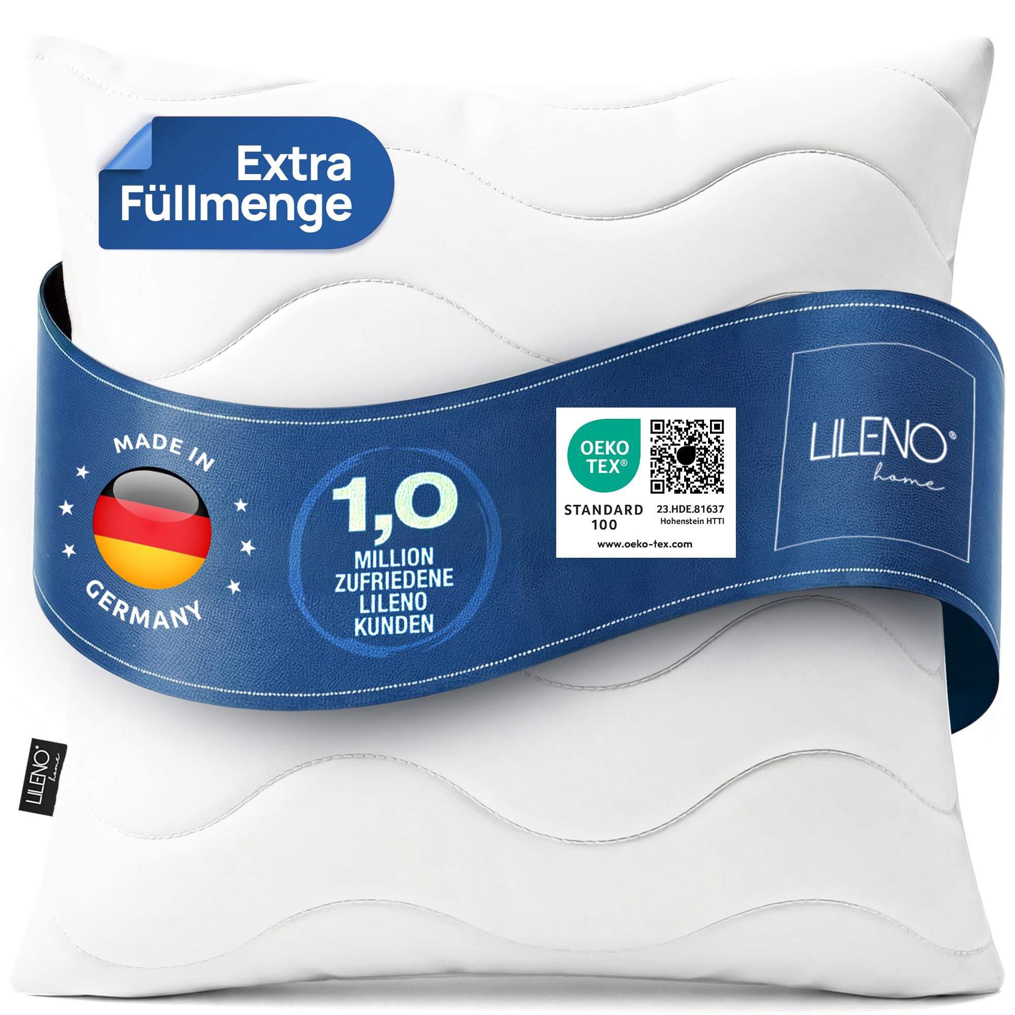 LILENO HOME Kopfkissen 80x80 (1er Set) – 95°C waschbar, OekoTex 100