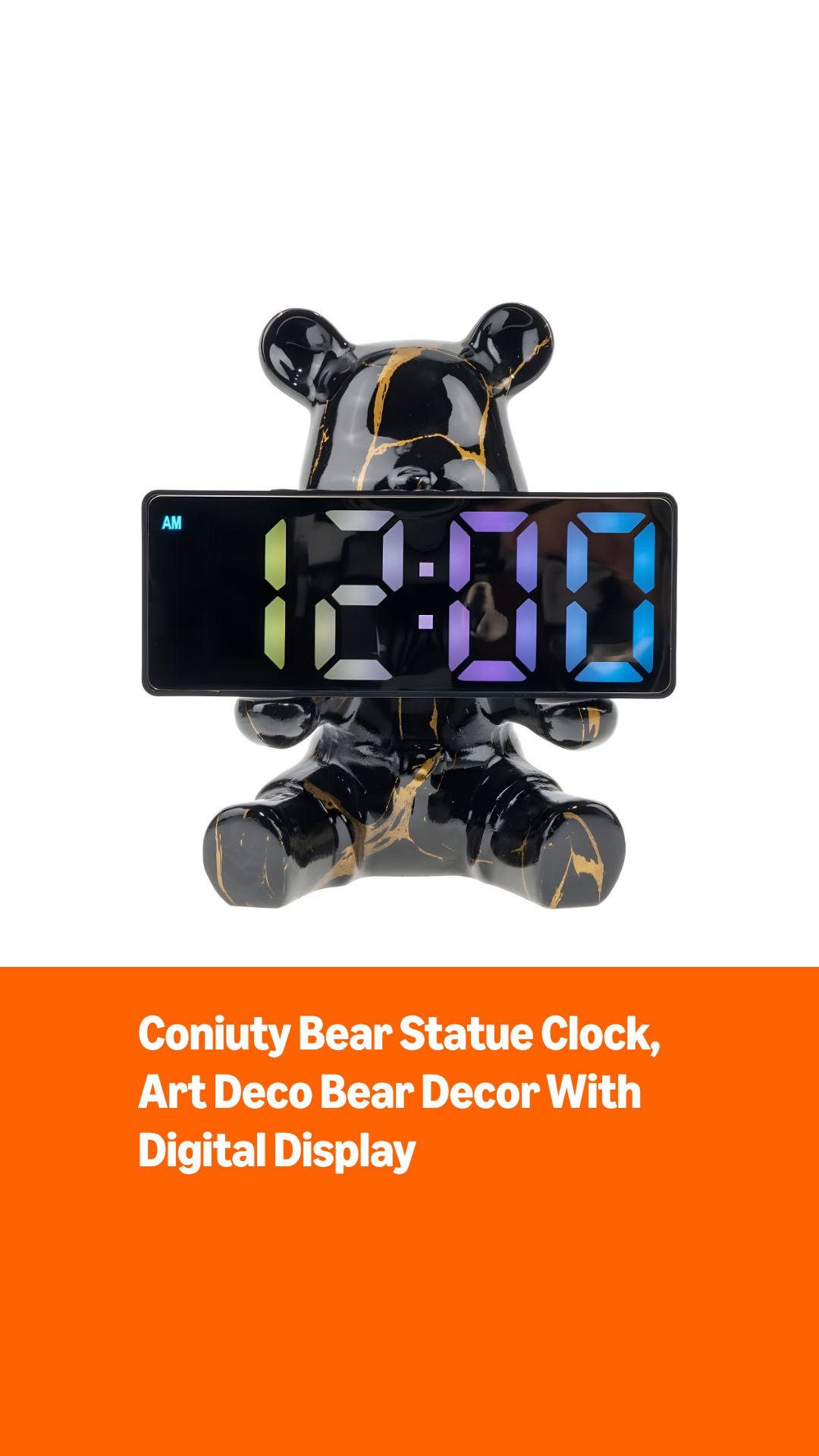 Estatua de Oso con Reloj Digital y Bandeja para Decoración miniatura 7