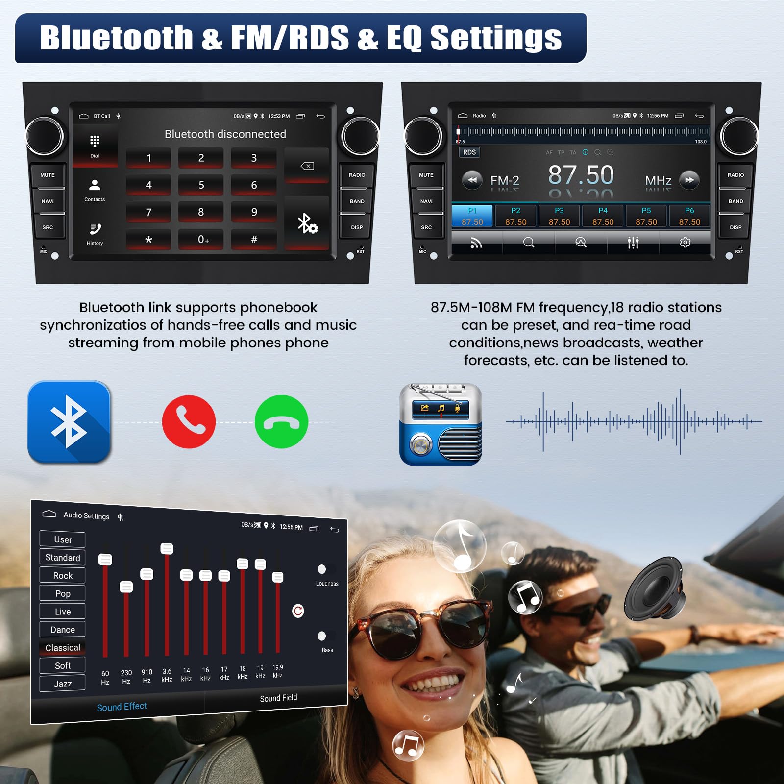 SIXTOP 2G+64G Android 13 Carplay Android Auto 2Din Radio für Opel Astra Antara Vectra Corsa Zafira Meriva Combo Autoradio Mit Bildschirm 7 Zoll mit Bluetooth FM RDS WiFi GPS EQ SWC Rückfahrkamera