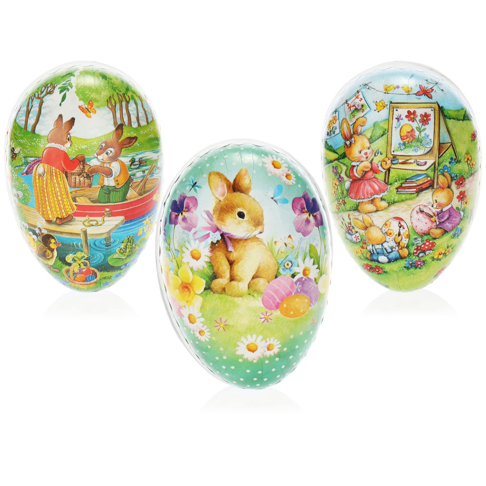 com-four® 3x Easter egg to fill - colorful filling eggs for Easter - Easter eggs with many Easter motifs to give away [selection varies]