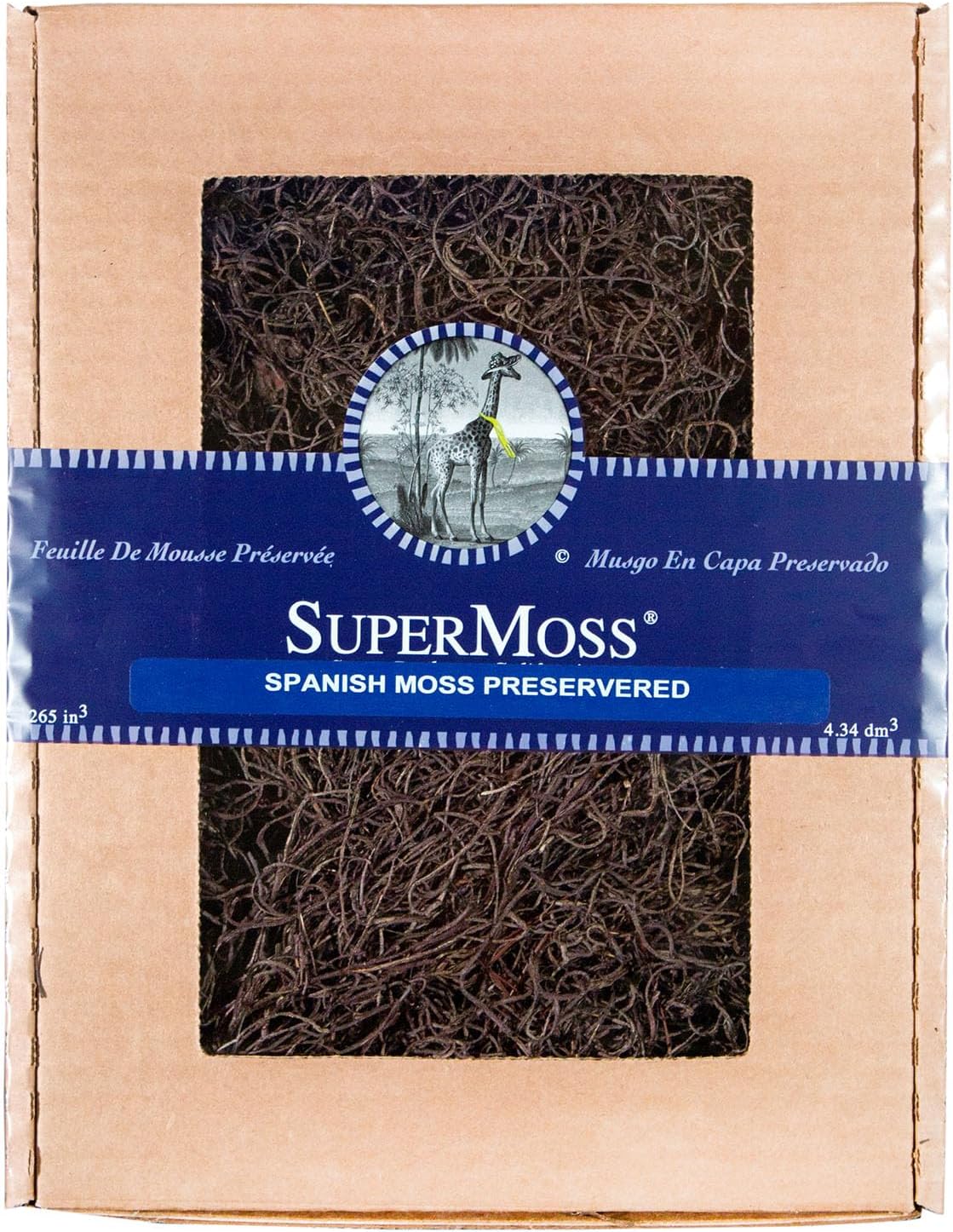 SuperMoss (26998) Preserved Spanish Moss – Decorative Moss for Crafts, Potted Plants, Fairy Gardens, Vase Filler, Floral Arrangements & Indoor/Outdoor Garden Projects, 265 Cu in Box, Coffee