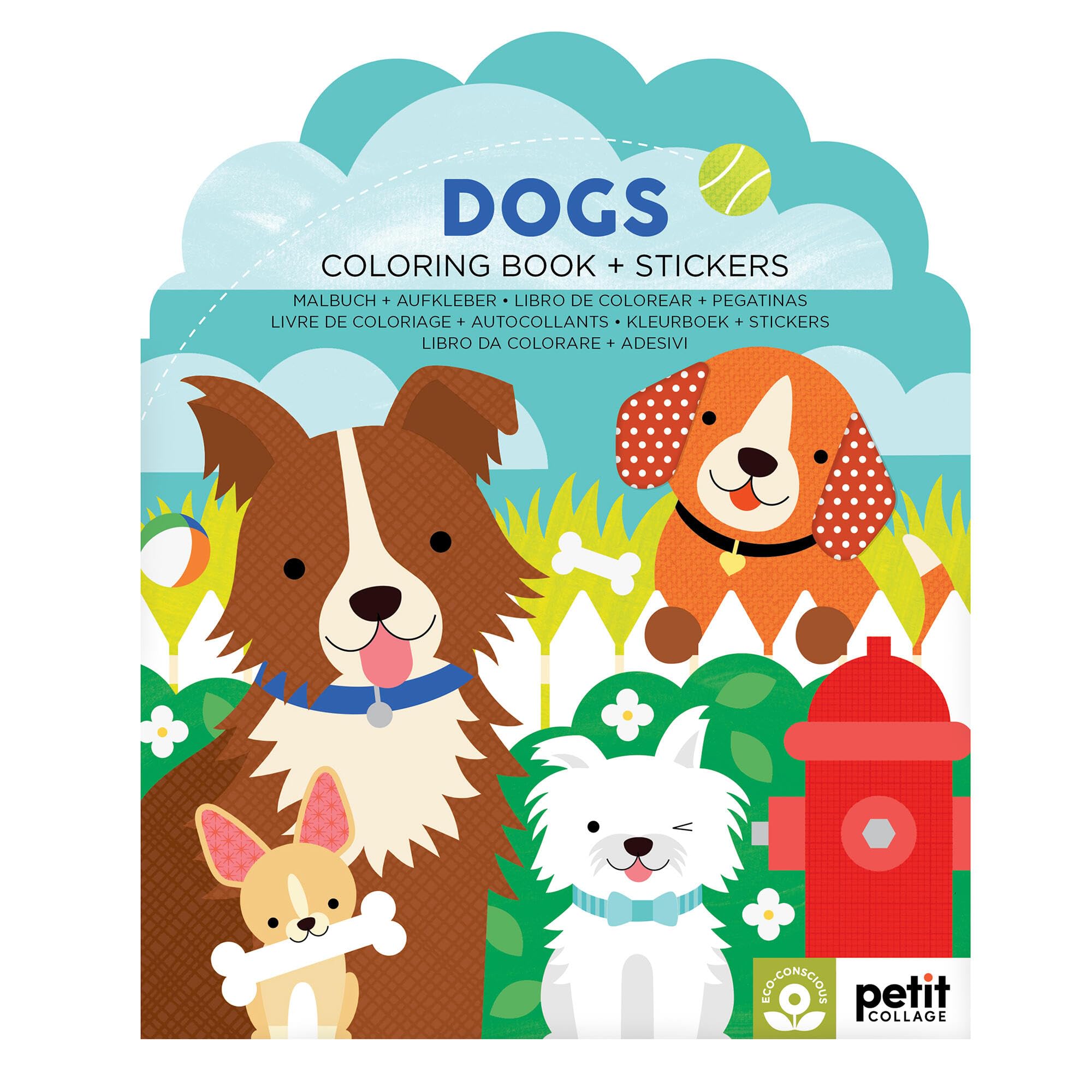 Petit Collage - Dogs Coloring Book with Stickers - Paperback