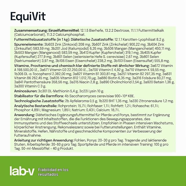 Foto 2 de 4 de Lab-v EquiVit 2 kg - Complemento alimenticio dietético para caballos