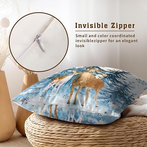 Miniatura 4 de Giwawa Juego de 2 fundas de cojín cuadradas con diseño de bosque de montaña, acuarela y montañas bohemias de 16 x 16 pulgadas, fundas decorativas