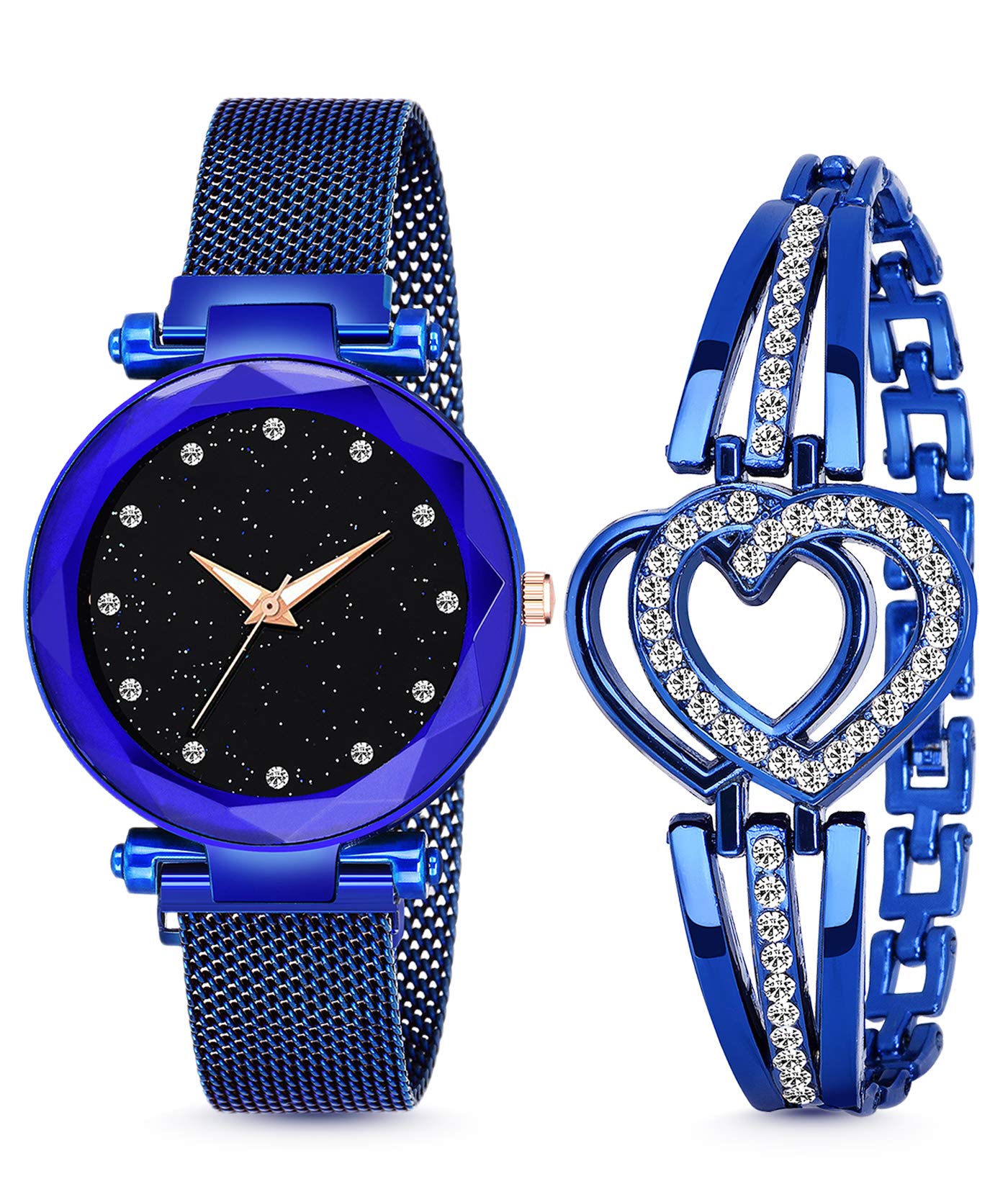MARCLEX Womens Blue Color Round Dial Analog Quartz Watch with Gift Bracelet Combo Pack of 2 Ladies Watches (Blue) (B08S46Q22K) Amazon Price History, Amazon Price Tracker