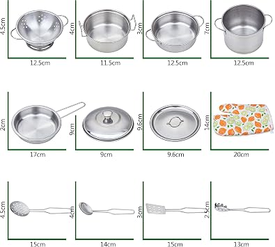 Play Pots and Pans Toys for Kids - Kitchen Playset Pretend Cookware Mini Stainless Steel Cooking Utensils Development Toys for Toddlers & Children Ages 3 Years and up