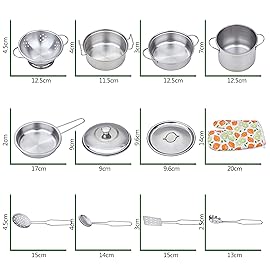 Play Pots and Pans Toys for Kids - Kitchen Playset Pretend Cookware Mini Stainless Steel Cooking Utensils Development Toys for Toddlers & Children Ages 3 Years and up