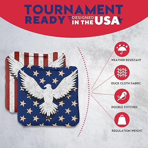 Miniatura 4 de BackYardGamesUSA Tournament - Juego de 8 bolsas de cornhole profesionales reglamentarias, Tournament Slick n Stick Cornhole, bolsas para juegos de