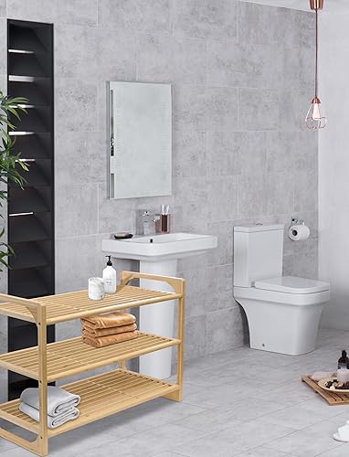 Miniatura 4 de RoyalHouse Zapatero apilable de bambú, organizador de zapatos de 3 niveles, perfecto para sala de estar, armario, entrada, dormitorio