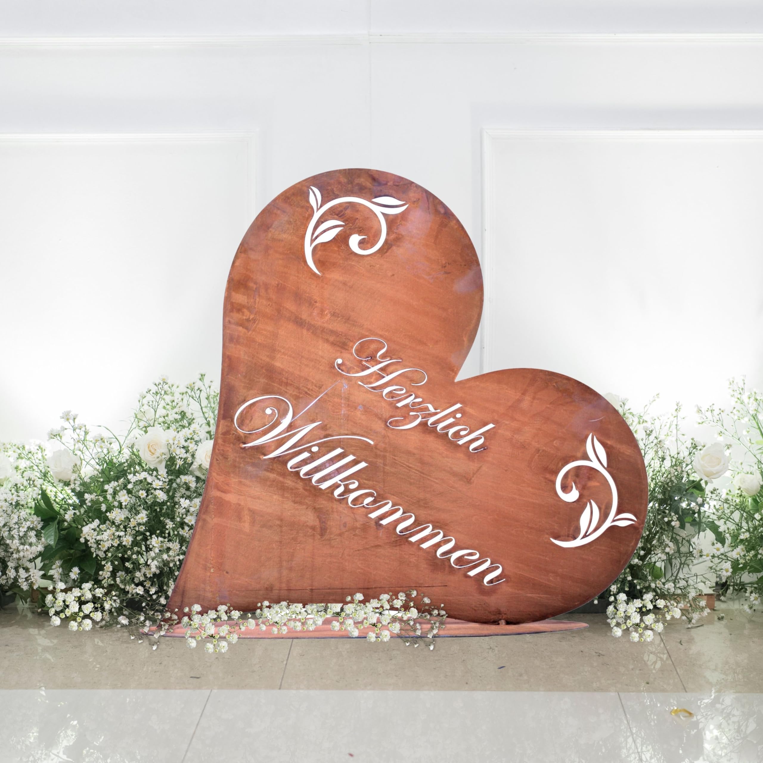 Rostikal Willkommensschild 45 x 42 cm Garten Rost Deko Schild Herzlich Willkommen