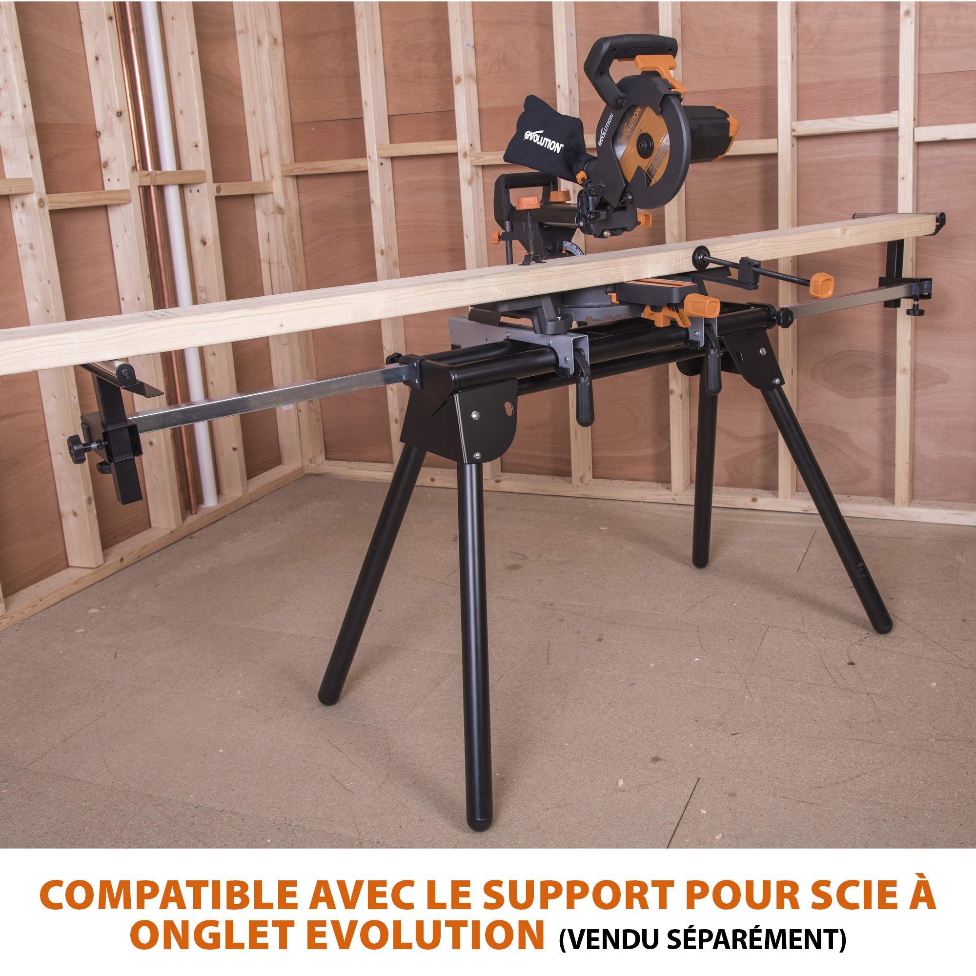 Evolution Power Tools Scie à Onglet Coulissante R210SMS+ 210mm, 0-45° Biseau, 50-50° Onglet, Coupe Multi-Matériaux