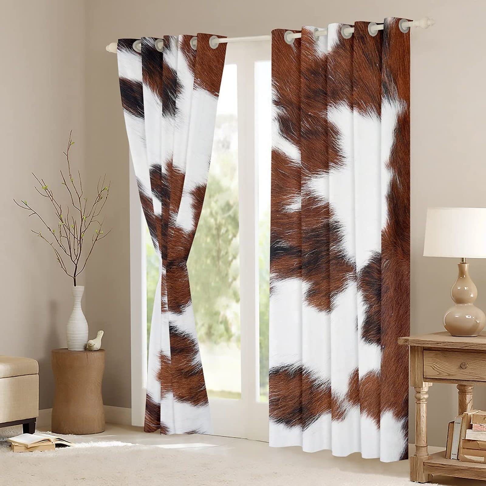 Amazon.com: Soft Fur Blackout Curtains 2 Panels, Grey And White Cowhide 3D  Printed Sun Blocking Drapes, Energy Efficient Thermal Insulated Room  Darkening Grommet Curtains for Sliding Glass Door(84W x 84 L) :