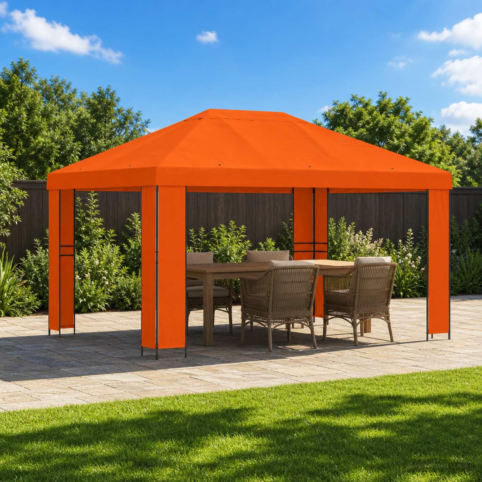 Pavillon 4 × 3 m Orange Polyester et Acier 190 GSM,Auvents & abris,900381