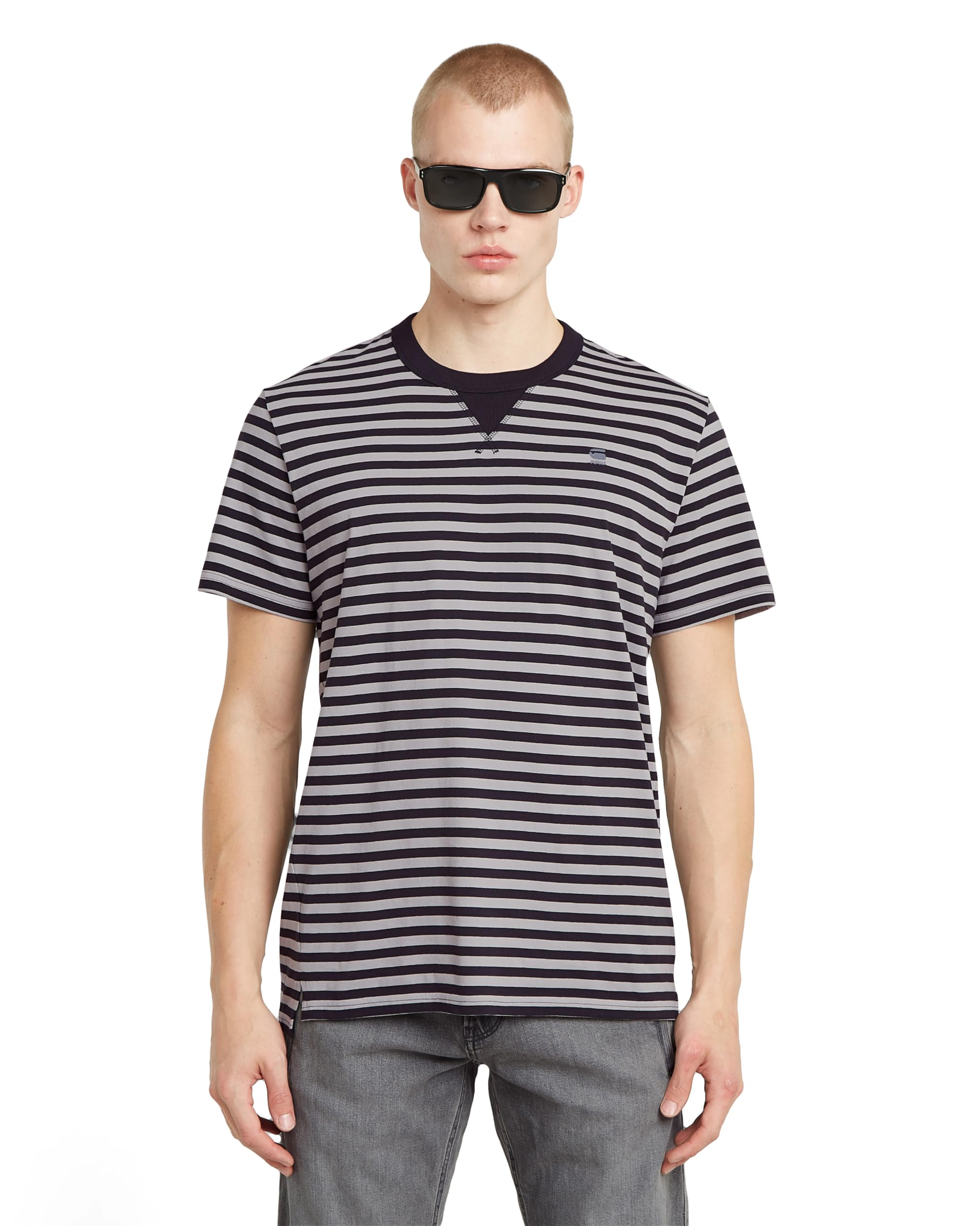 G-Star Men's Black Nifous R T T-Shirt, Multicoloured (Dk /Grey Alloy Stripe D25961-C339-H228), Xxl
