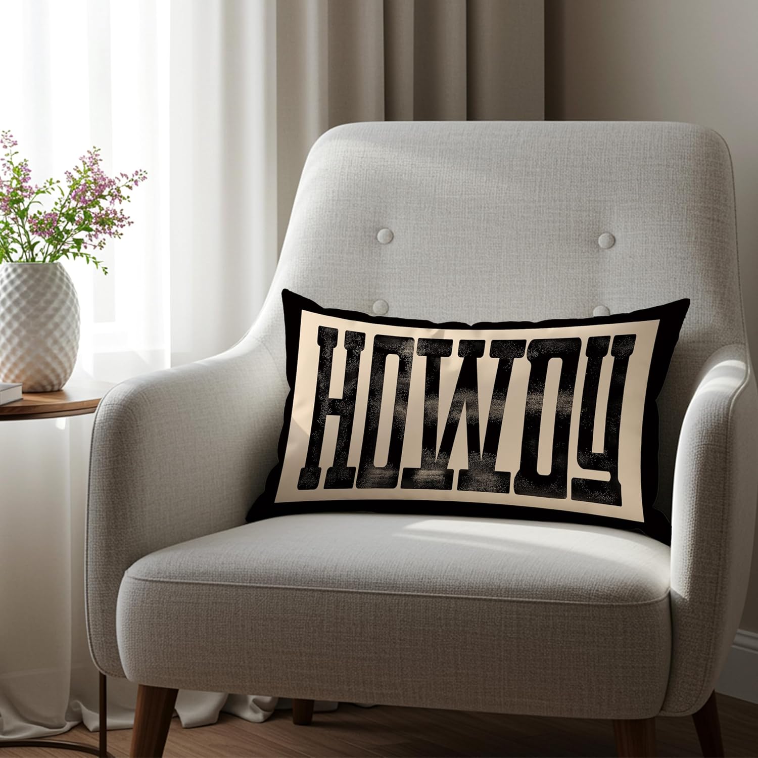 Retro Black and Beige Western Pillow Covers 12x20, Western Gifts for Women, Rustic Aesthetic Howdy Southwestern Decorative Lumbar Pillow Covers for Living Room Home Office - Image 2