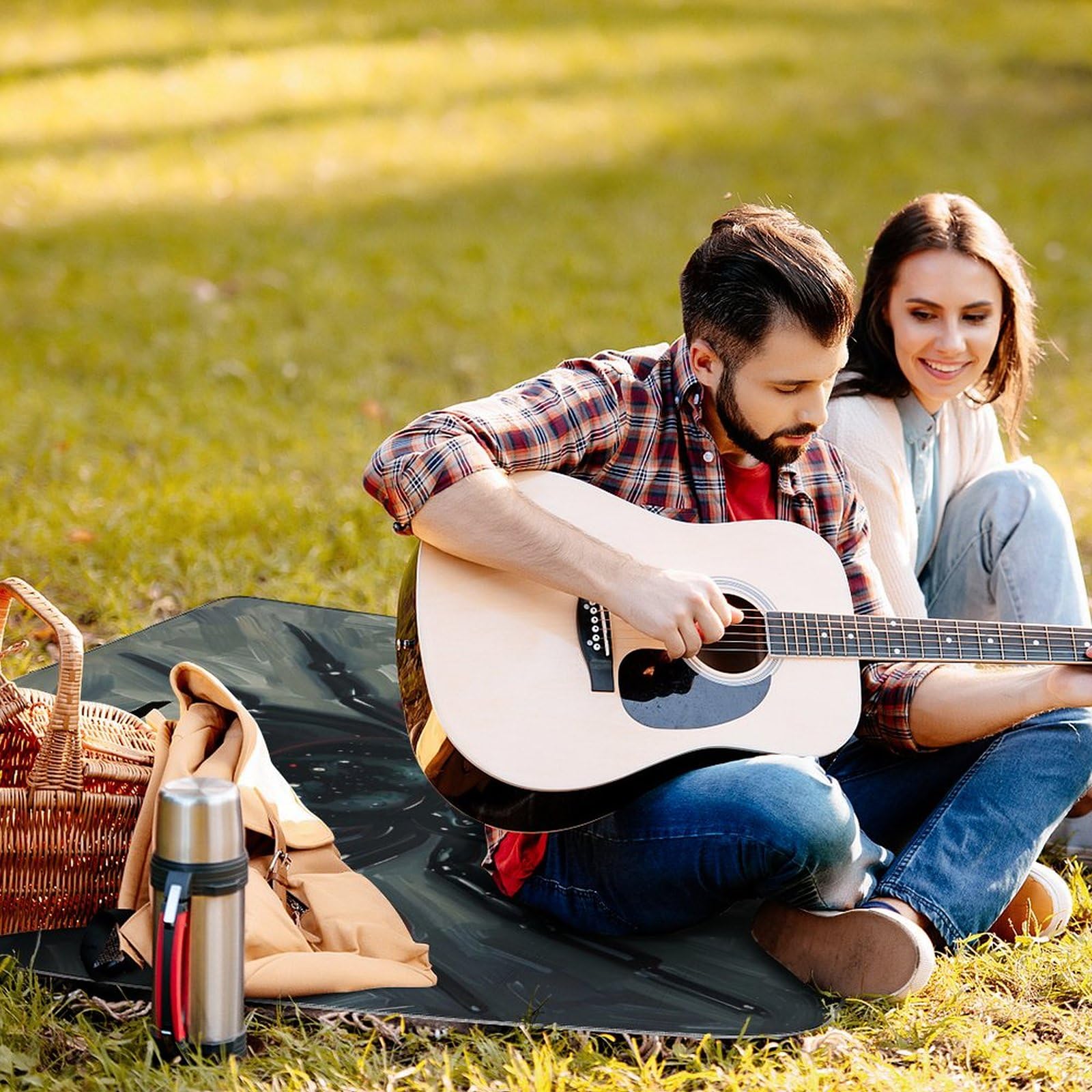 Tappetino da picnic con ragno spaventoso, pieghevole, impermeabile, con borsa per tote, grandi tappetini da picnic all'aperto, 147,3 x 147,3 cm, coperta da campeggio per spiaggia, parco