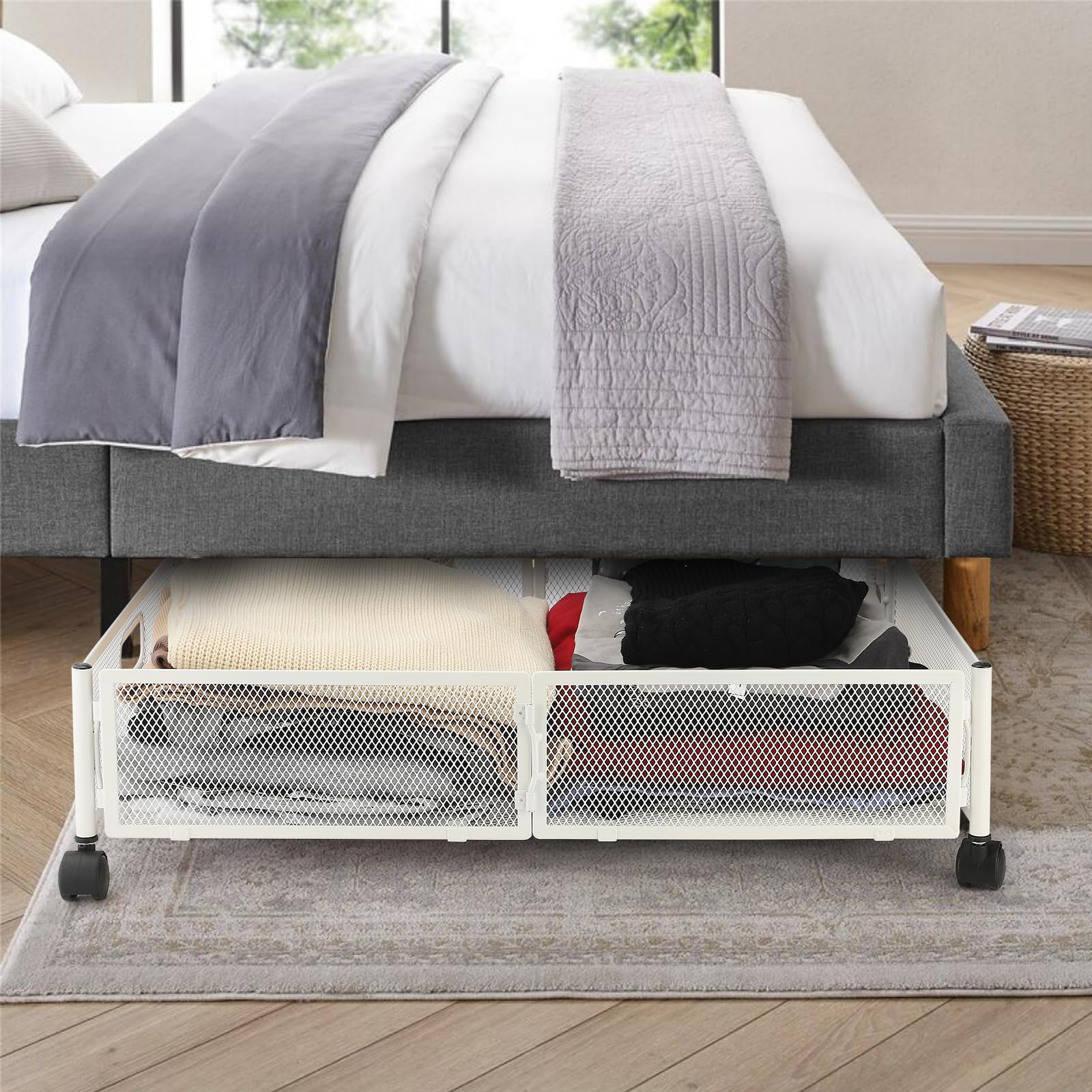 Cajones Para Debajo De La Cama Amyove Almacenamiento Debajo De La Cama Con  Ruedas, Contenedores Con Ruedas Organizador De Cajones Contenedores Para  Ropa Mantas Zapatos Sueter Caja Bajo Cama Con Ruedas, image size:1600x1600