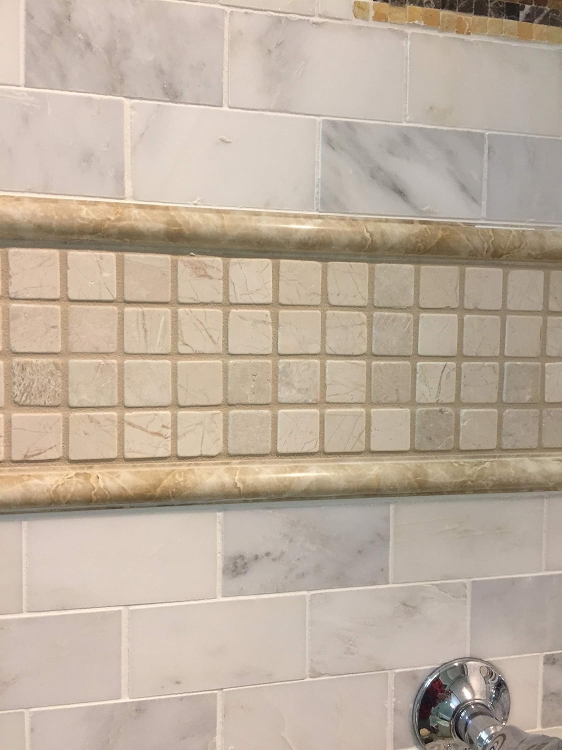 FixtureDisplays® Set of 2 12 x 12" Marble Polished Mosaic Tiles for Backsplash, Shower Walls, Bathroom Floors 15974NEW-2D