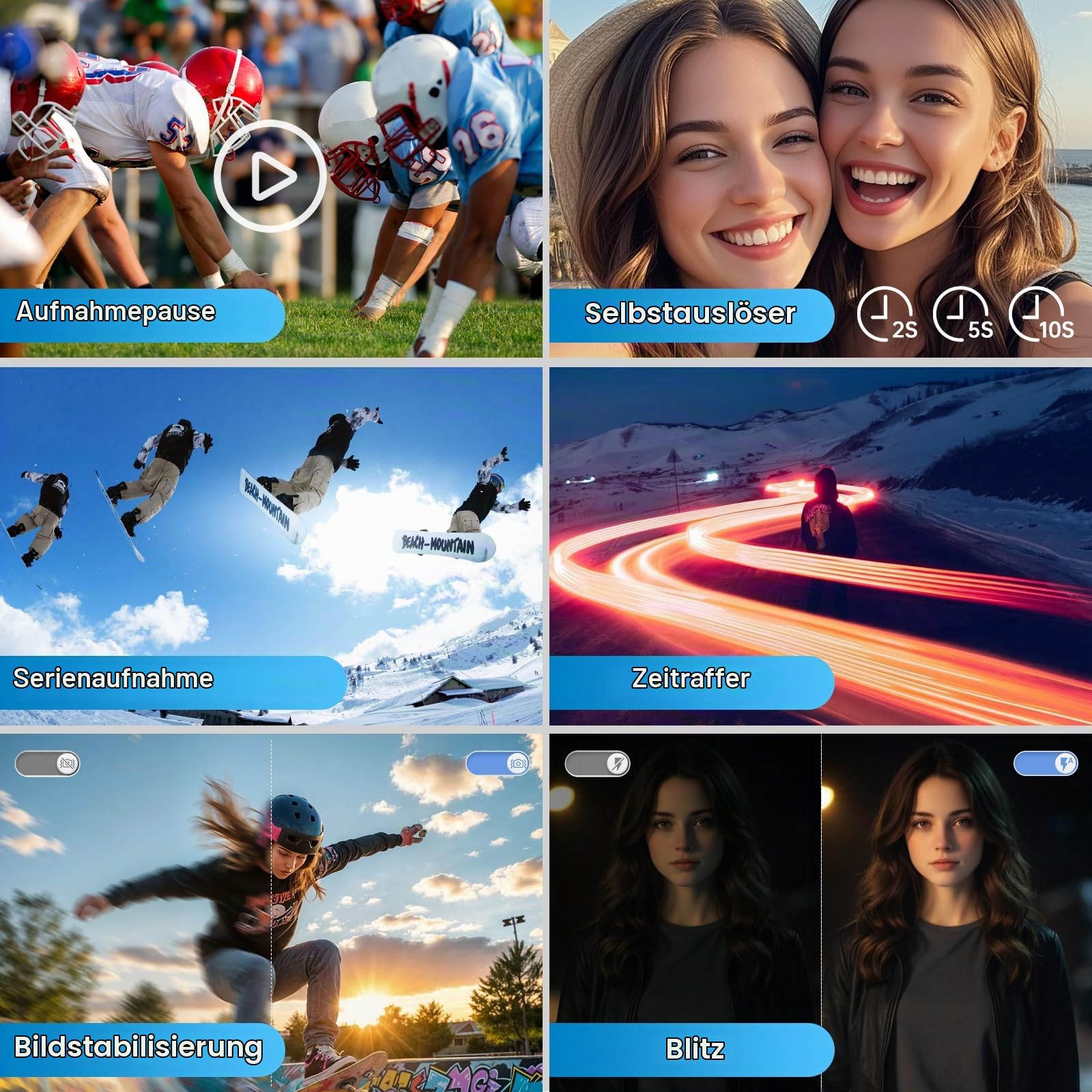 Digitalkamera 4K 64MP mit WLAN, Autofokus Vlogging-Kamera & Webcam, 3″ 180° Klappdisplay, 16-Fach Digitalzoom, Verwacklungsschutz, 32GB SD-Karte, Ladestation & 2 Akkus für Anfänger und Jugendliche