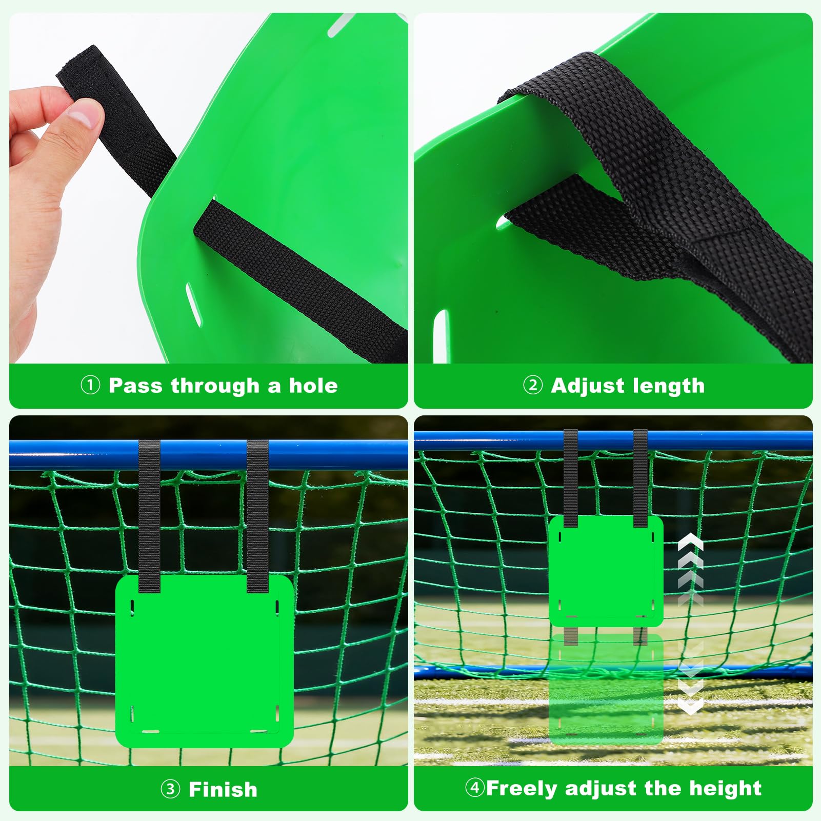 Set di 4 bersagli per cancelli, calcio accessori con 16 bande regolabili, per allenamento calcio, precisione, reazione e tiro, per bambini e ragazzi