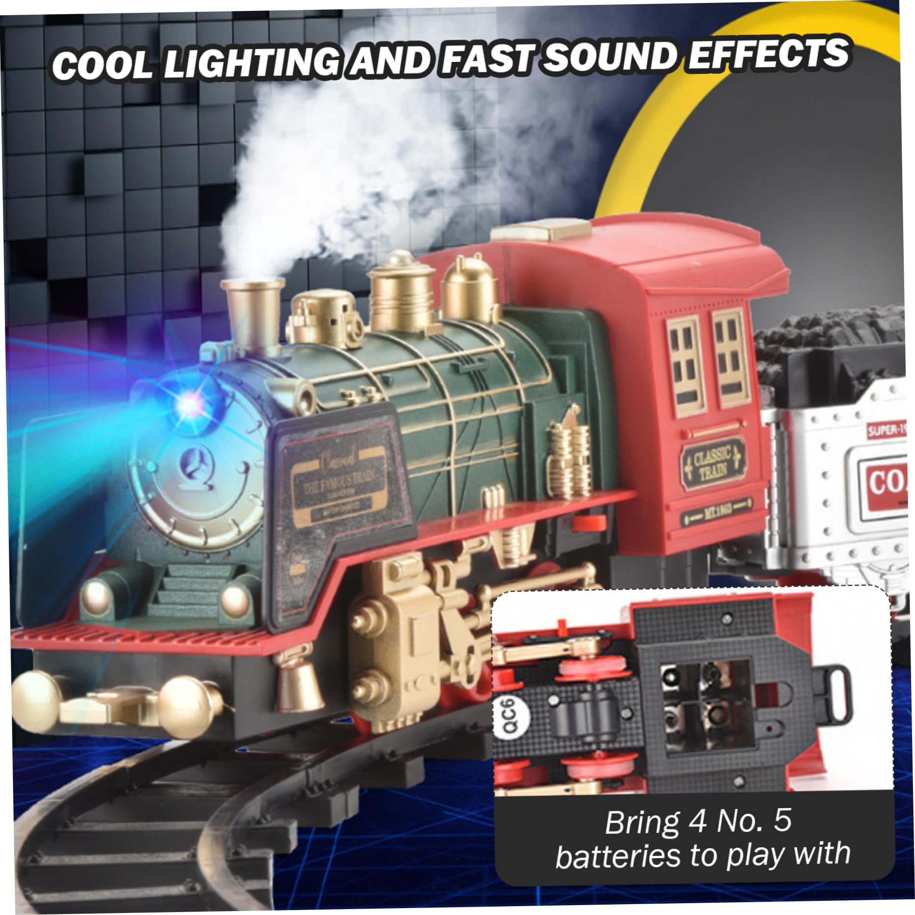 Gcroet Set di Treni di Natale Elettrico retrò a Vapore telecomandato Treno di Natale con luci e Suoni Set di Simulazione di 3 carrozze Regali per Bambini, Senza Batteria...