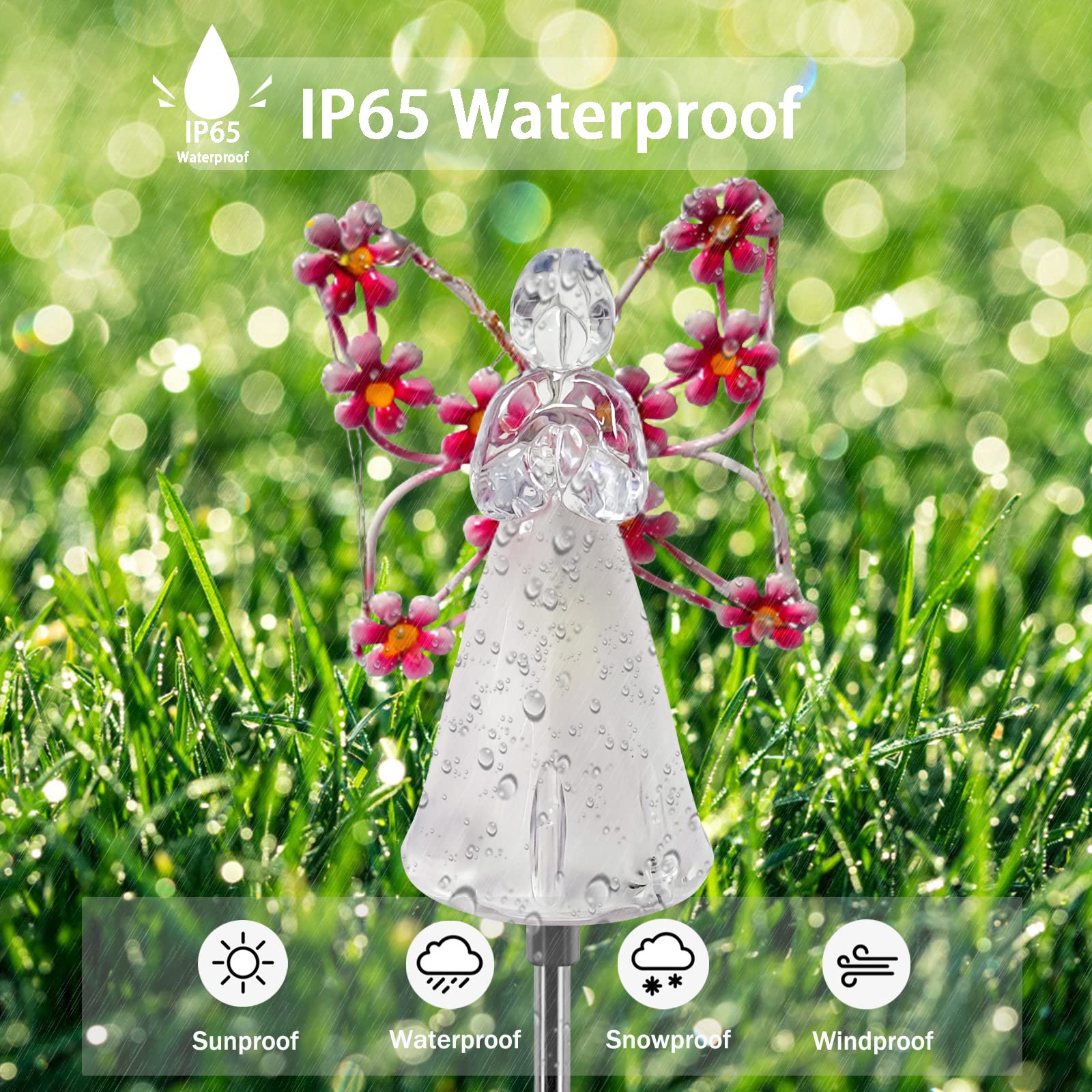 Angel Solar Lights Outdoor, 1 Pack Angel Solar Garden Stake Lights - Image 3
