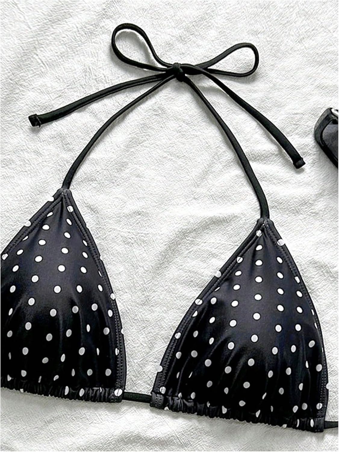 Milumia Women's Polka Dots Print Bikini Top Halter String Triangle Micro Swimwear Top - Image 5