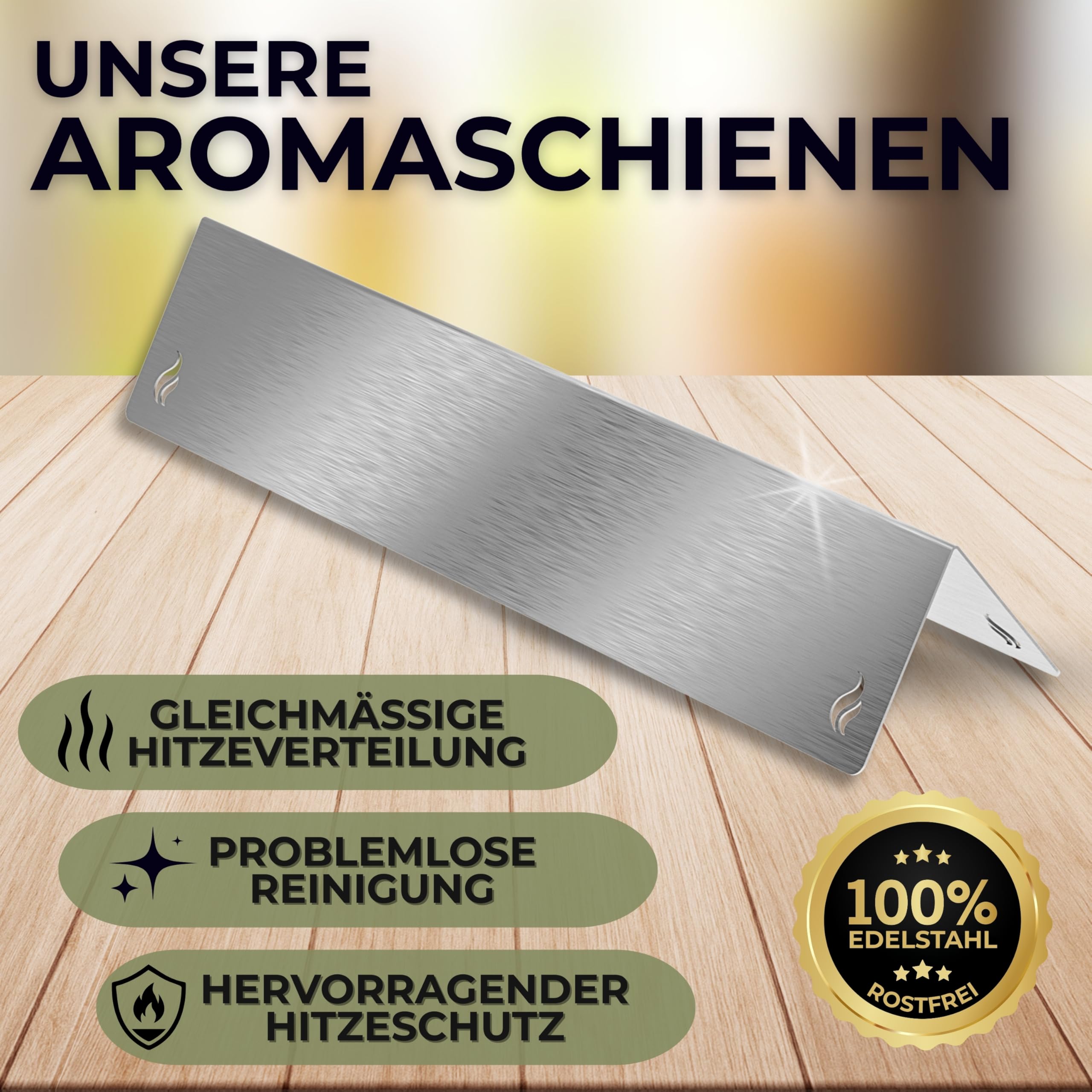 Urhome Aromaschienen & Brennerabdeckung für Weber Spirit 210/220 E210 S210 E220 S220 | Edelstahl 3er Set – passend als Alternative zum Weber Ersatzteil 7633 | Made in Germany